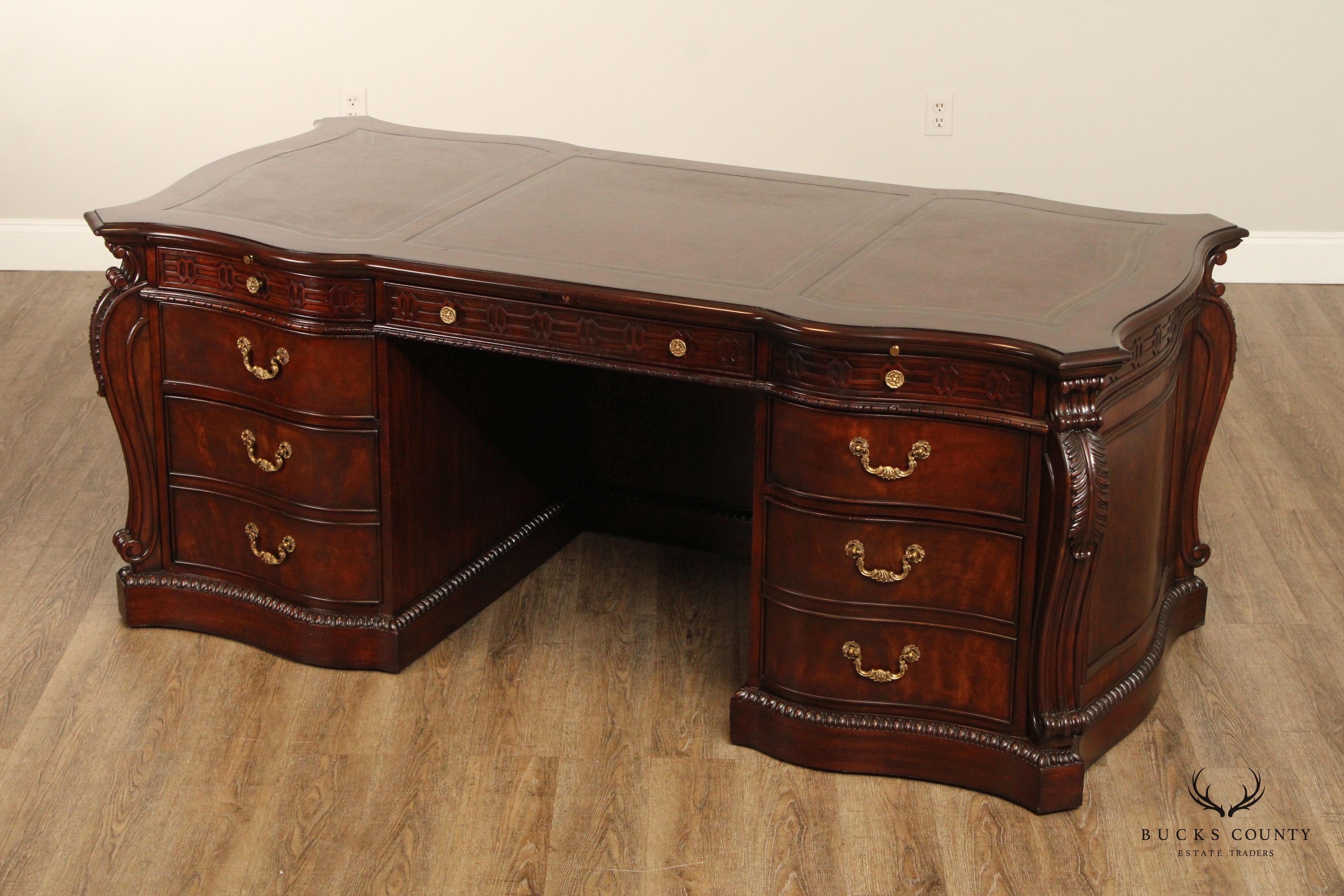 Georgian Style Leather Top Mahogany Executive Writing Desk