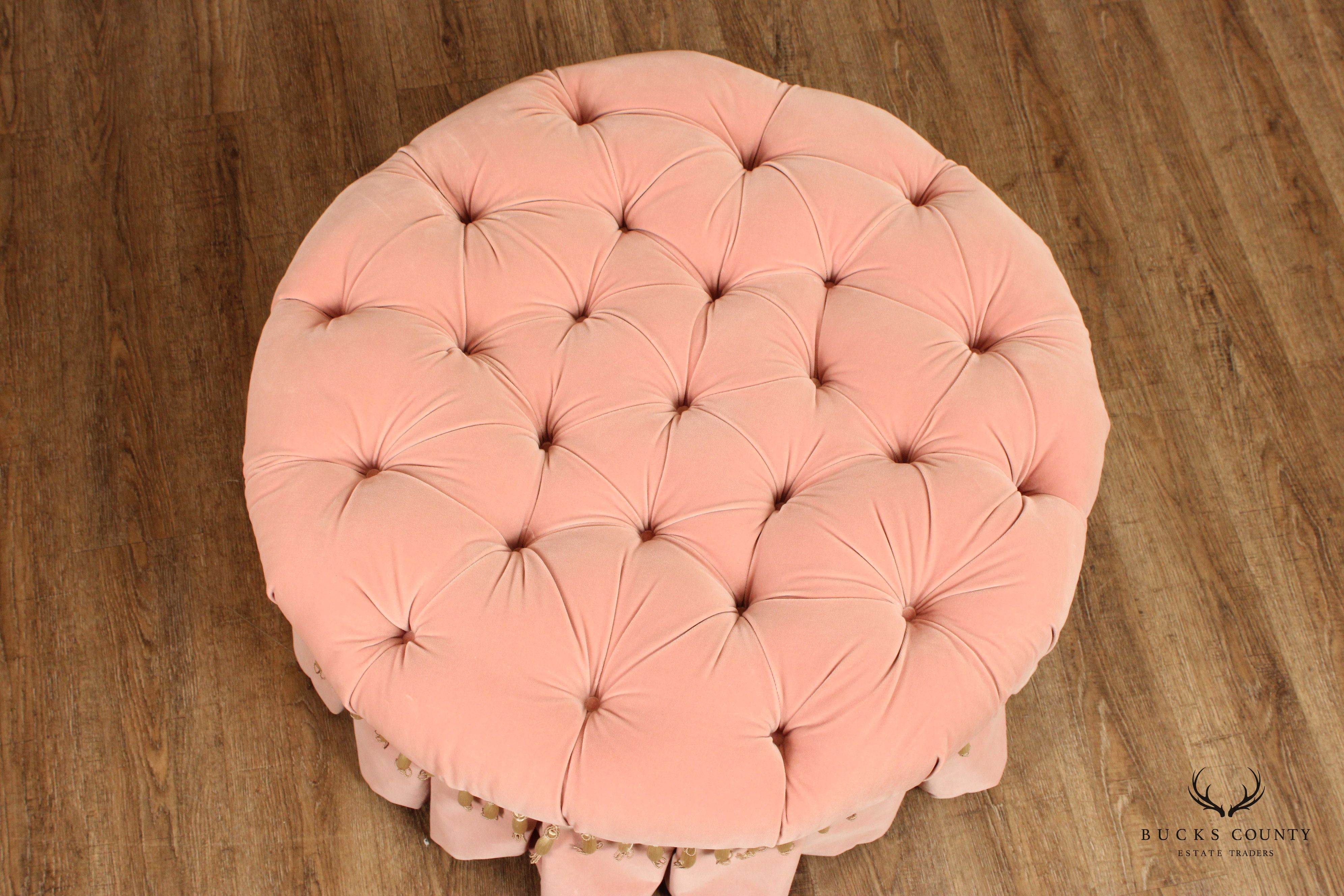 Karges Custom Upholstered Round Tufted Ottoman