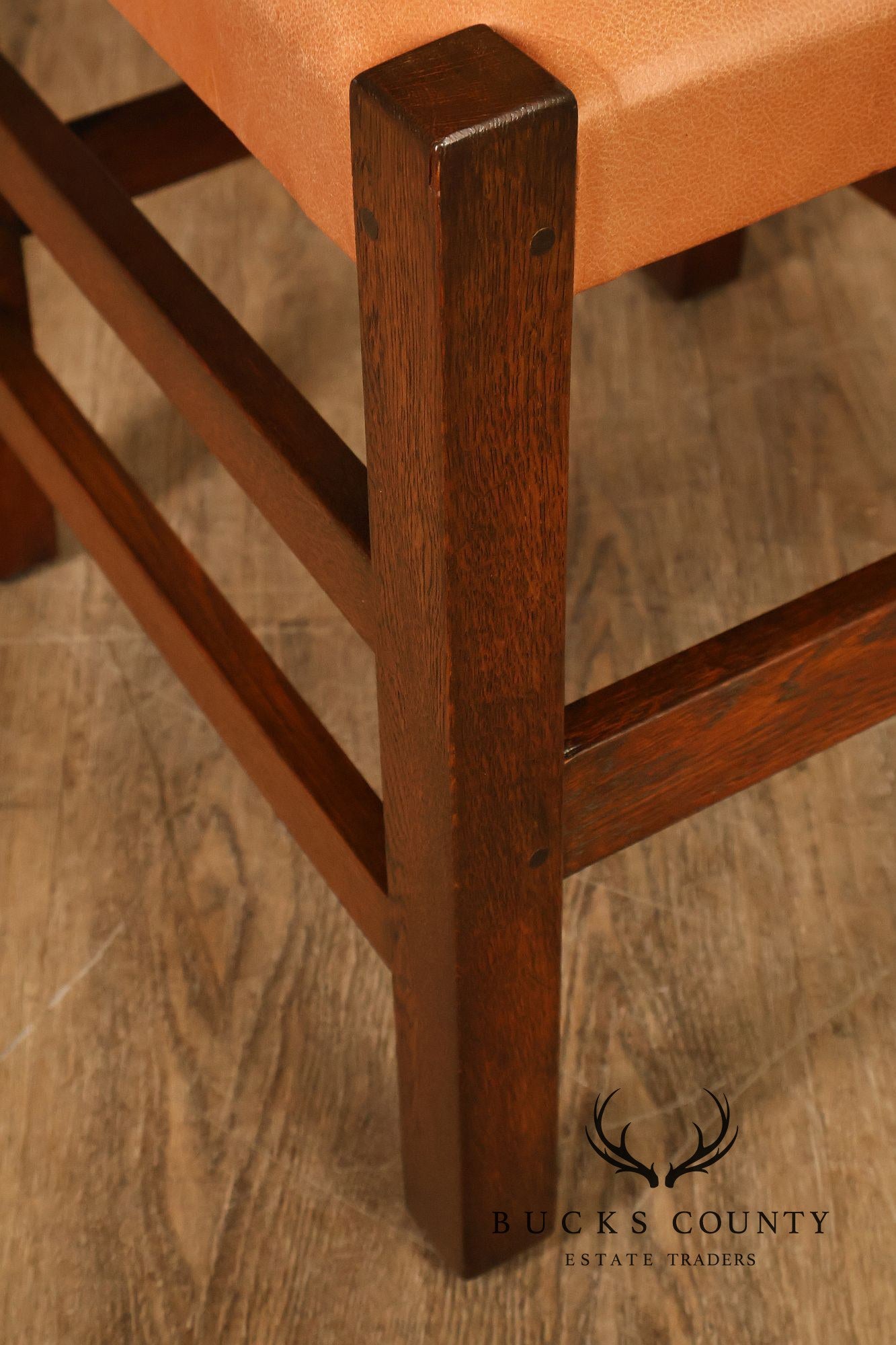 Mission Style Pair of Oak Side Dining Chairs