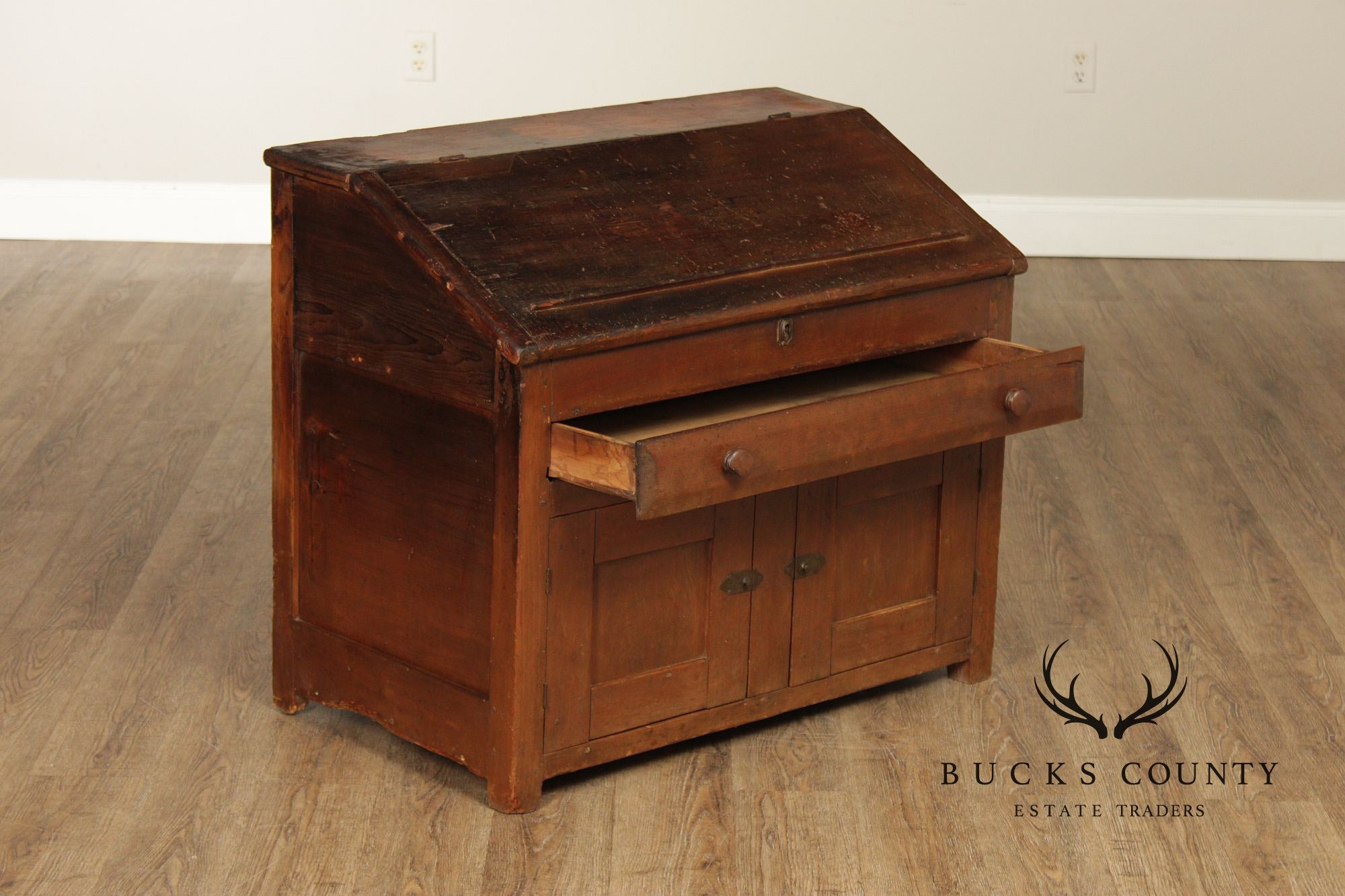 Antique Country Pine Slant Front Schoolmaster’s Desk