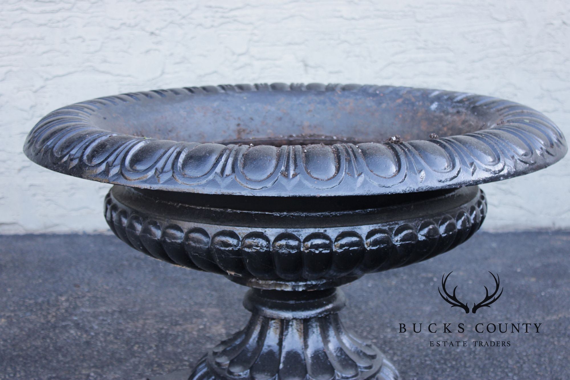 Large Cast Iron  Pair Of Garden Urn Planters