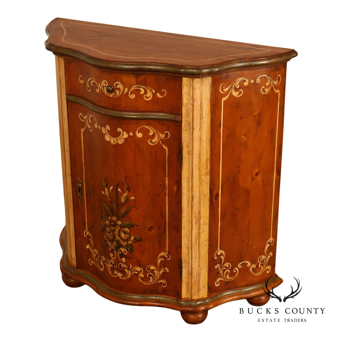 Venetian Style Hand Painted Console Cabinet