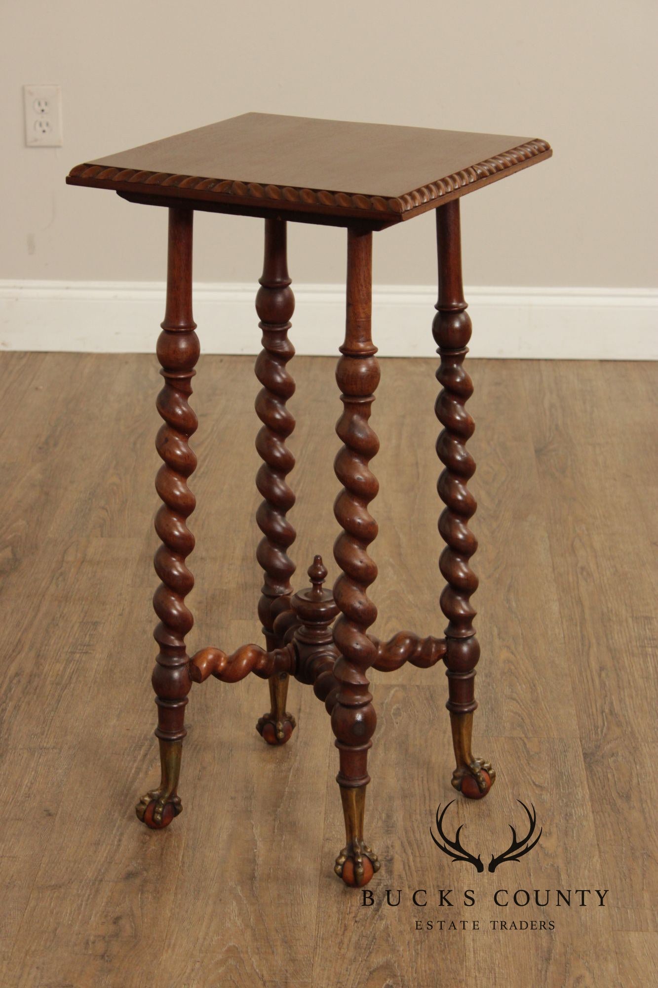 Antique Victorian Barley Twist Mahogany Side Table