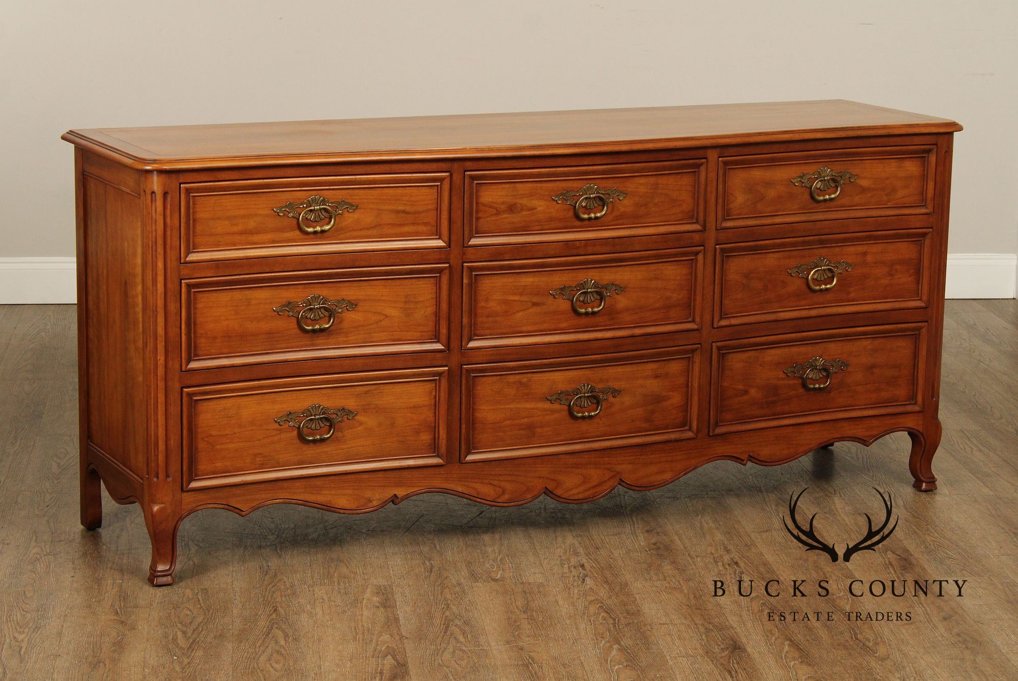 Kindel French Provincial Style Fruitwood Triple Chest