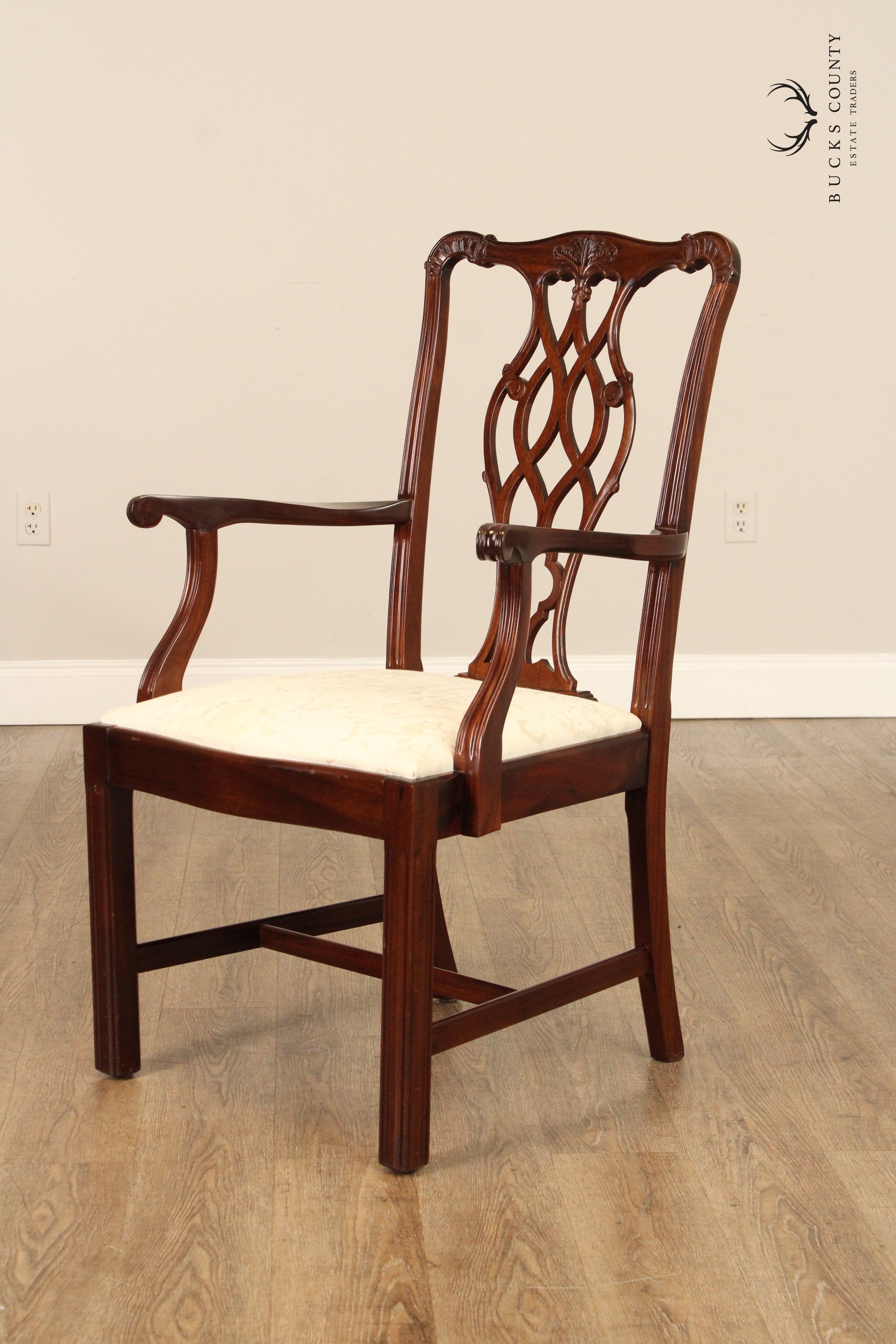 Chippendale Style Quality Set Of Ten Solid Mahogany Dining Chairs