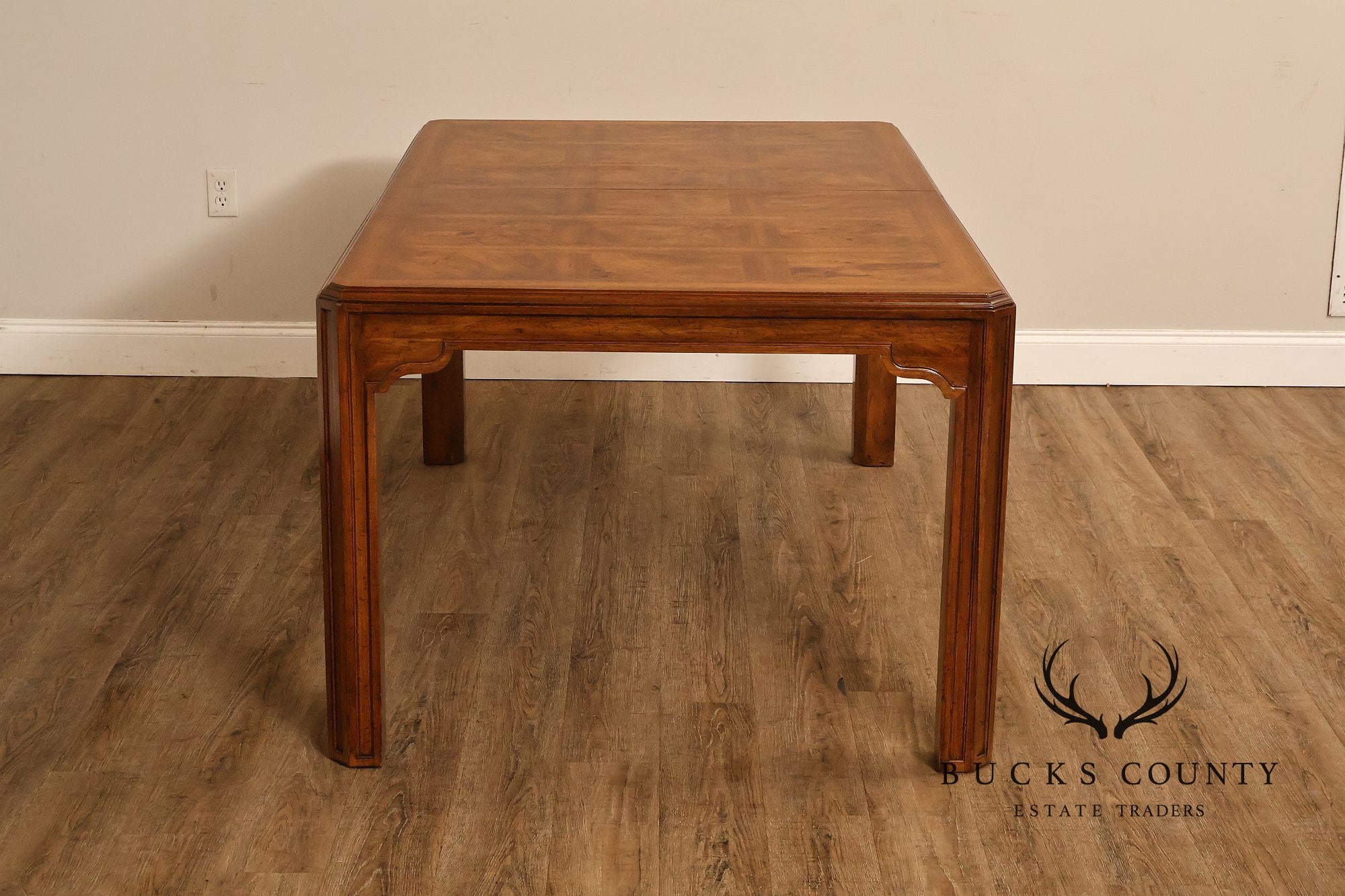 Drexel Heritage Sketchbook Collection Burl Wood Parsons Extendable Dining Table