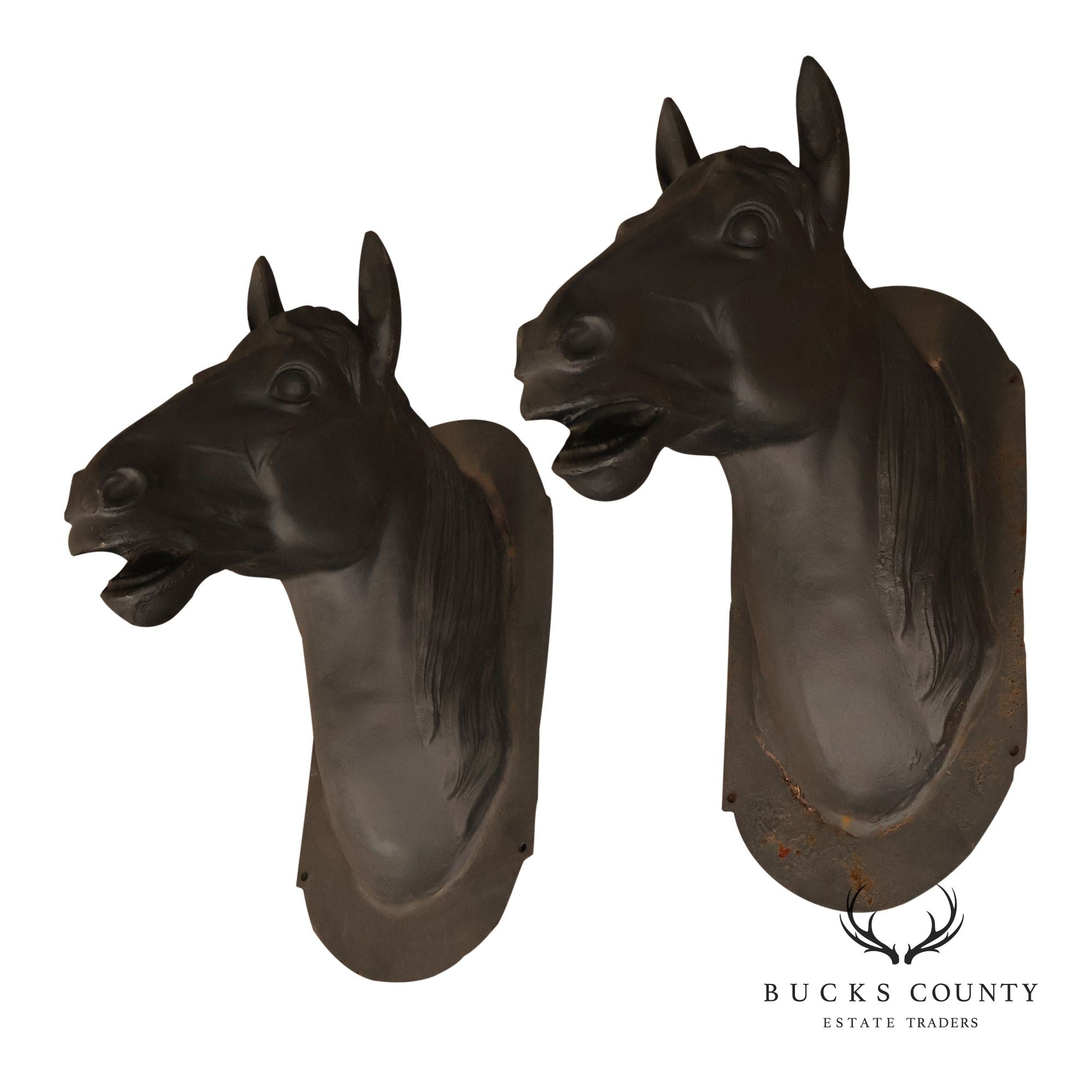 Pair of Cast Iron Horse Head Wall Decor