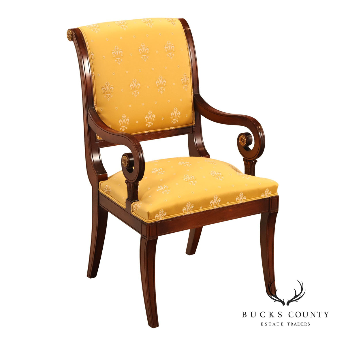 Neoclassical Empire Style Mahogany Open Armchair