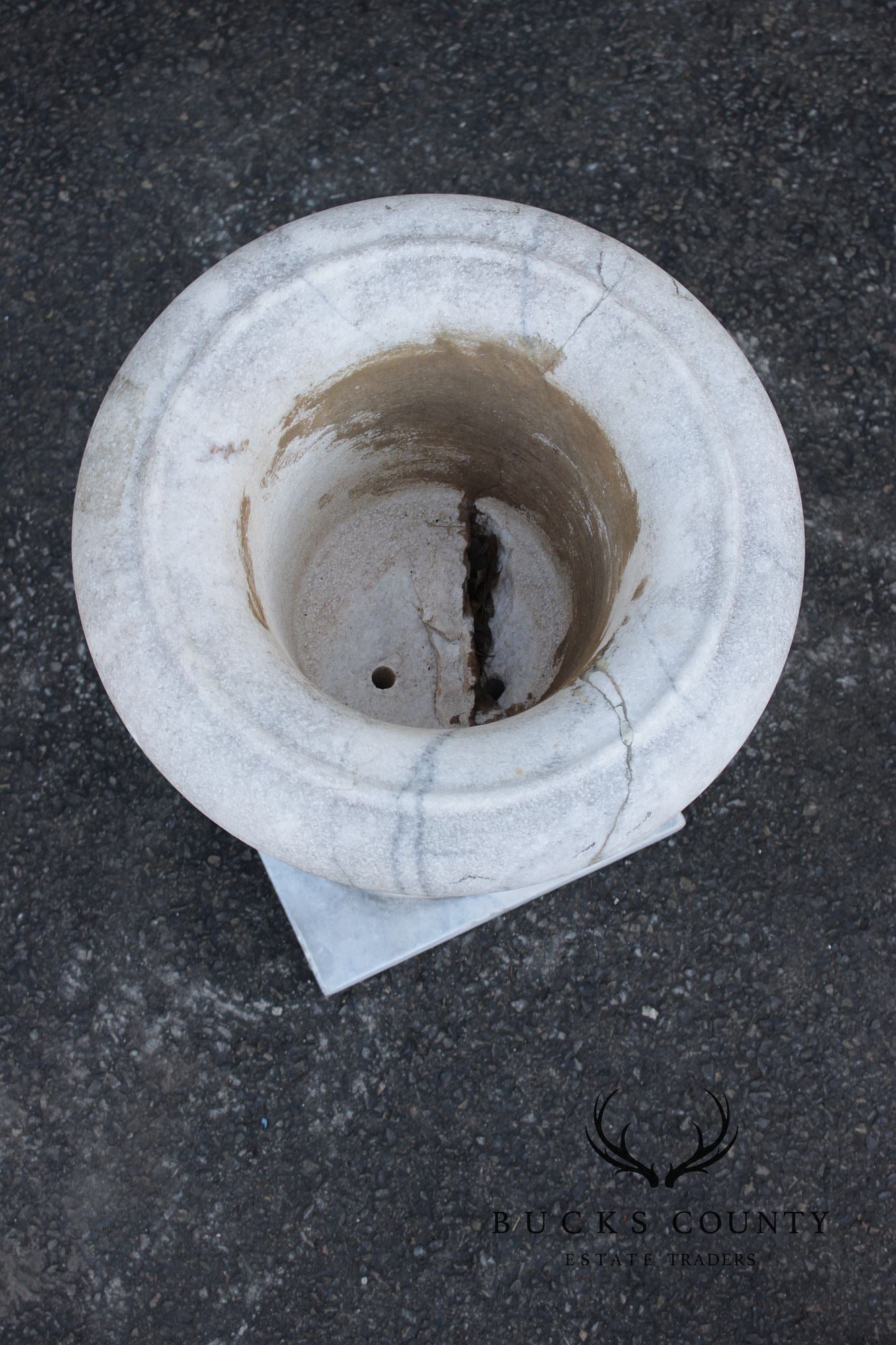 Vintage Pair Of Carved Marble Garden Urns