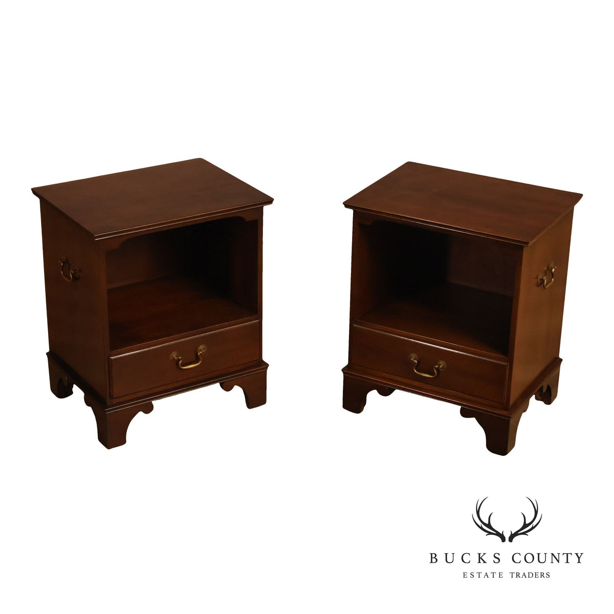Pair Of Kittinger Old Dominion Mahogany Open Nightstands
