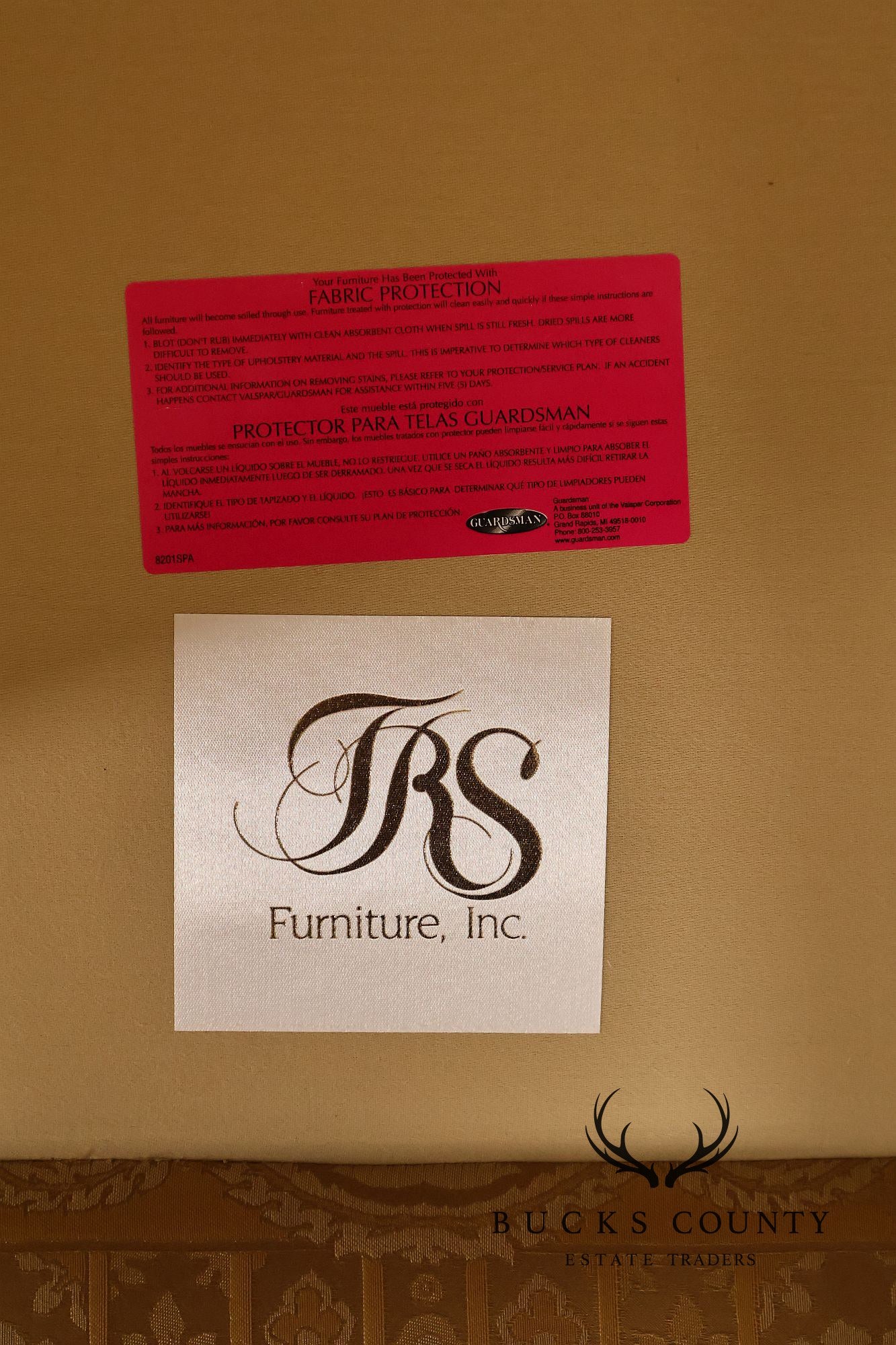 TRS Furniture Traditional Gold D amask Upholstered Lounge Chair And Ottoman