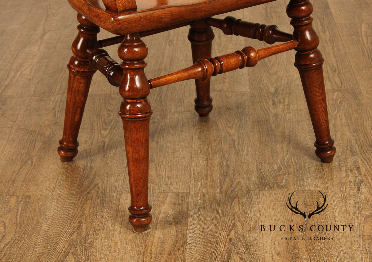 English Traditional Style Set of Four Oak Dining Armchairs