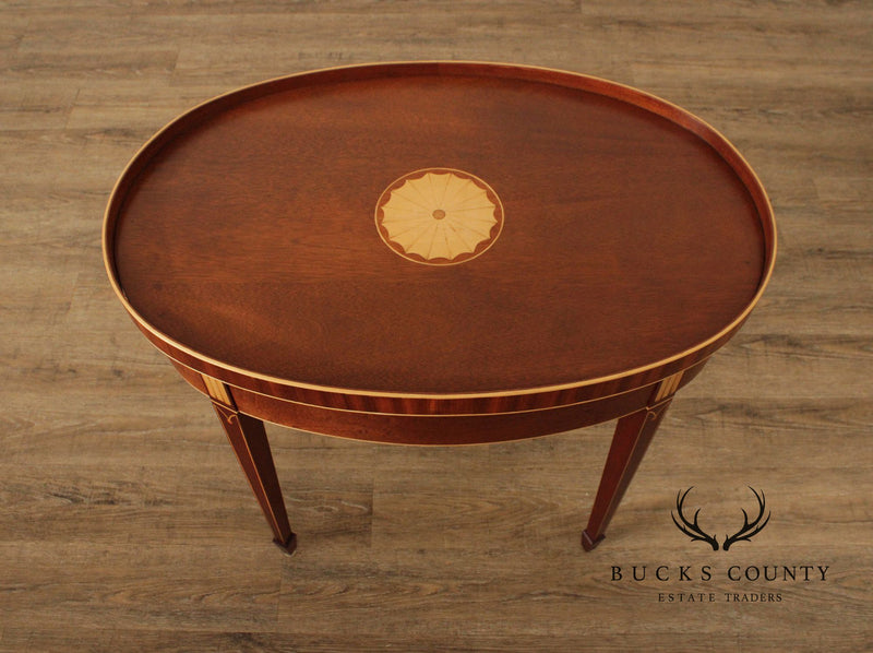 Federal Style Inlaid Mahogany Hand Crafted Oval Side Table
