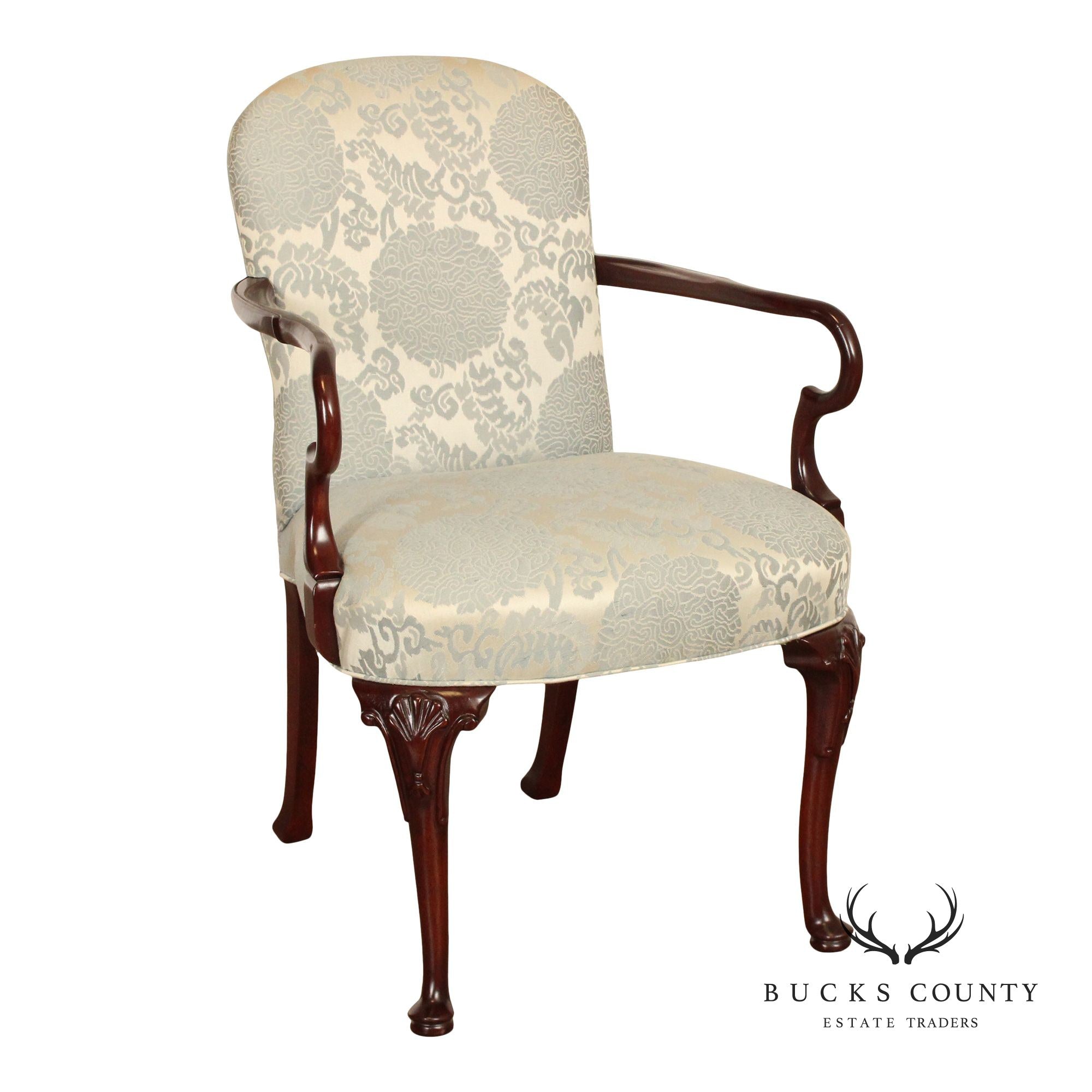 Hickory Chair Queen Anne Style Mahogany Armchair