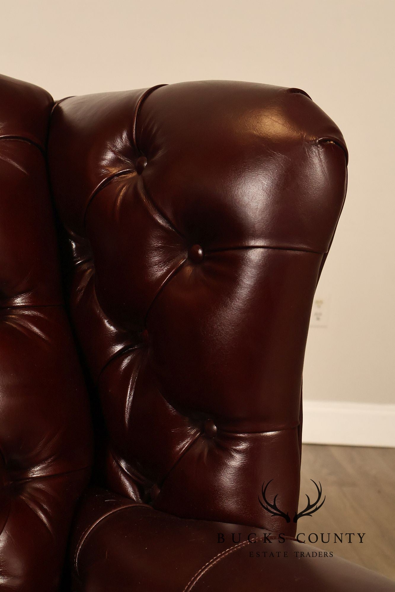 Leathercraft Chesterfield Style Tufted Oxblood Leather Wing Chair