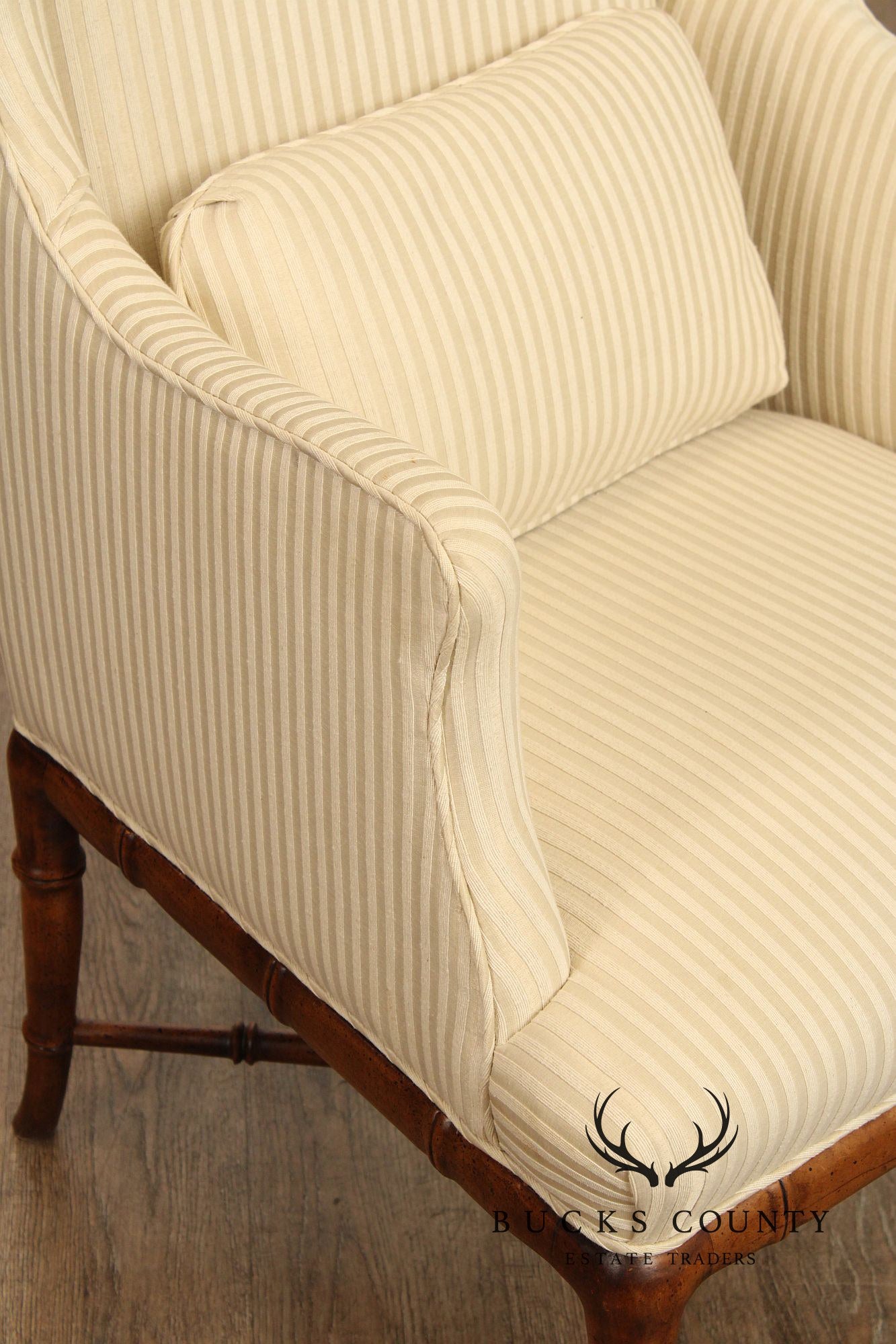 Quality Faux Bamboo Frame Vintage Wing Chair