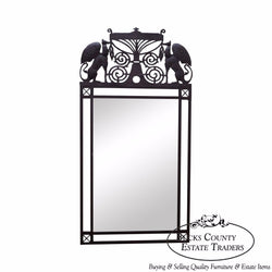 Medieval Gothic Influenced Custom Iron Frame Hanging Wall Mirror