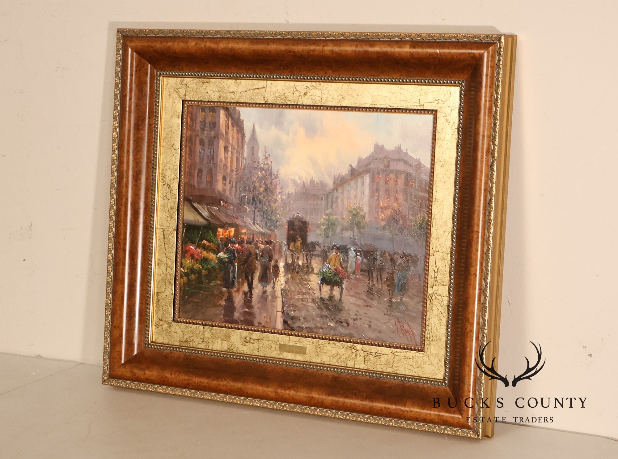 E. Payes Framed Parisian Street Scene Oil Painting