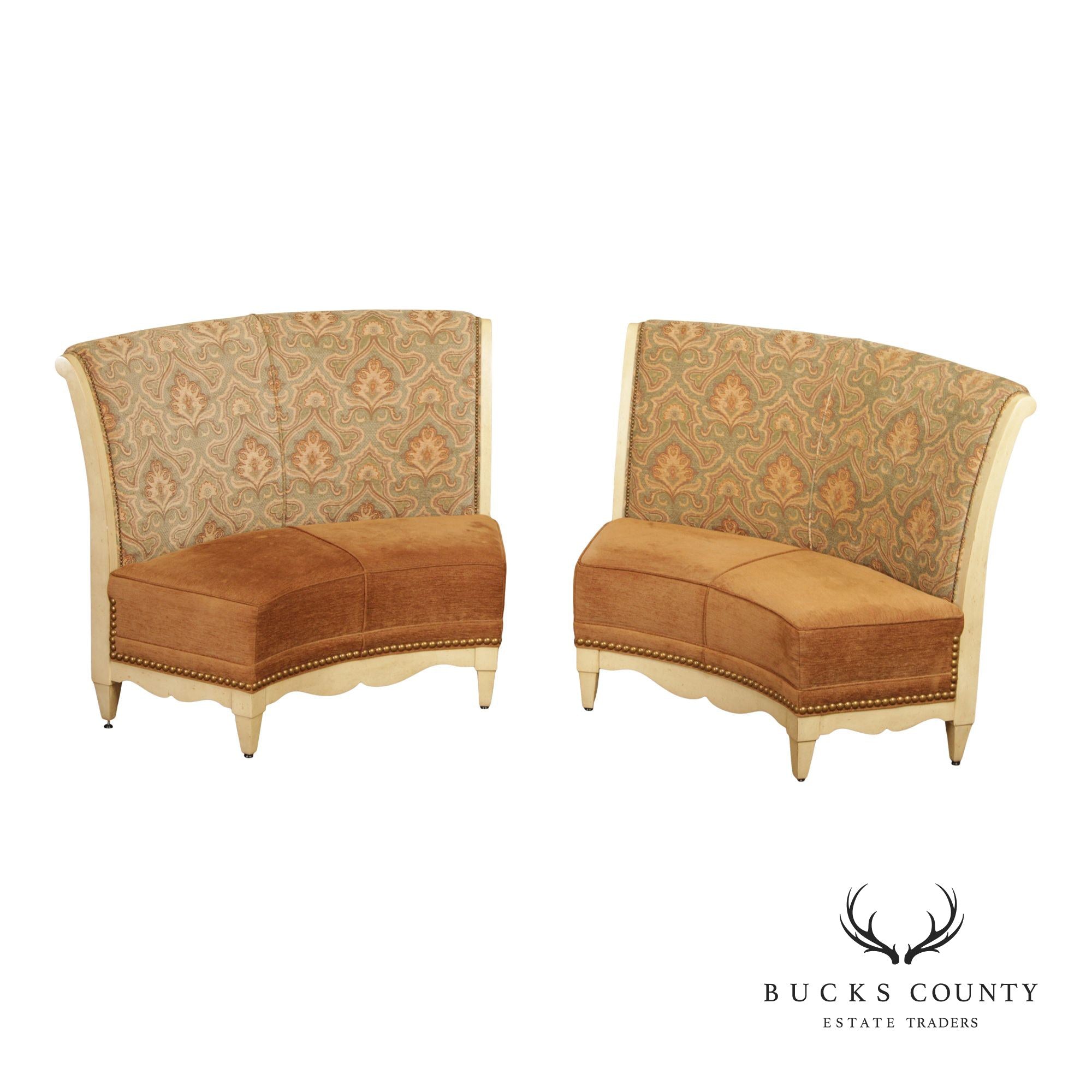 Swaim French Country Style Pair of Curved Banquette Benches
