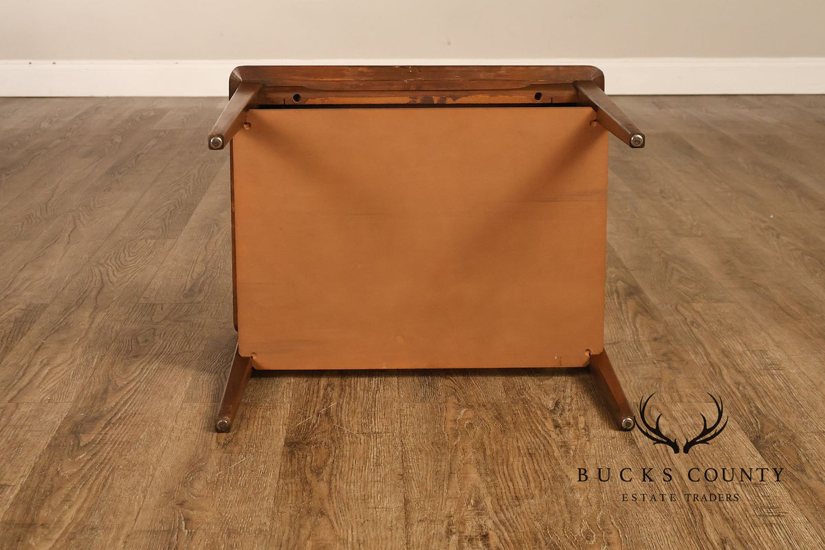 Mid-Century Modern Walnut Two-Tier End Table With Sculpted Apron Detail