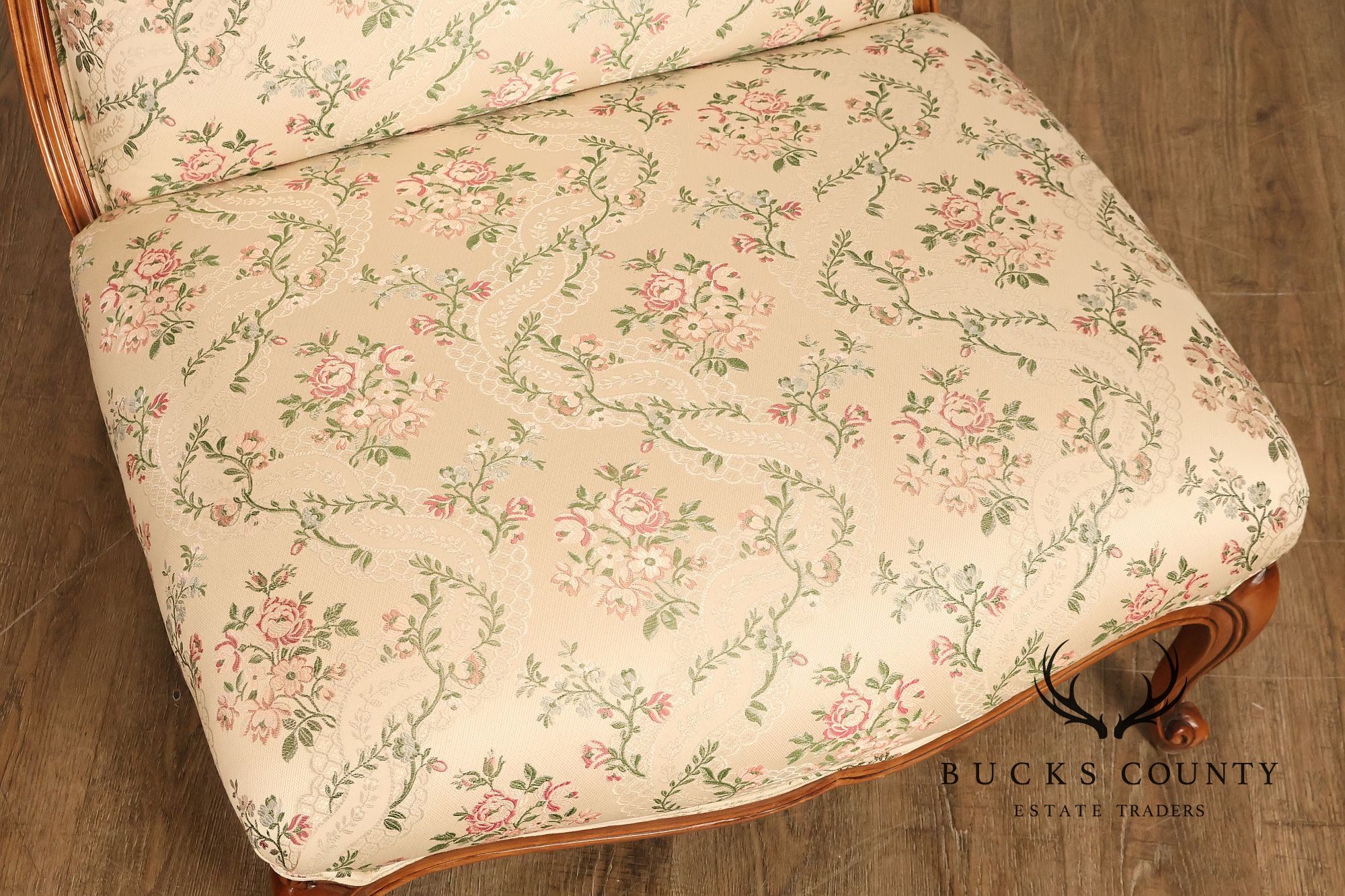 French Louis XV Style Two Piece Chaise Lounge Chair With Ottoman