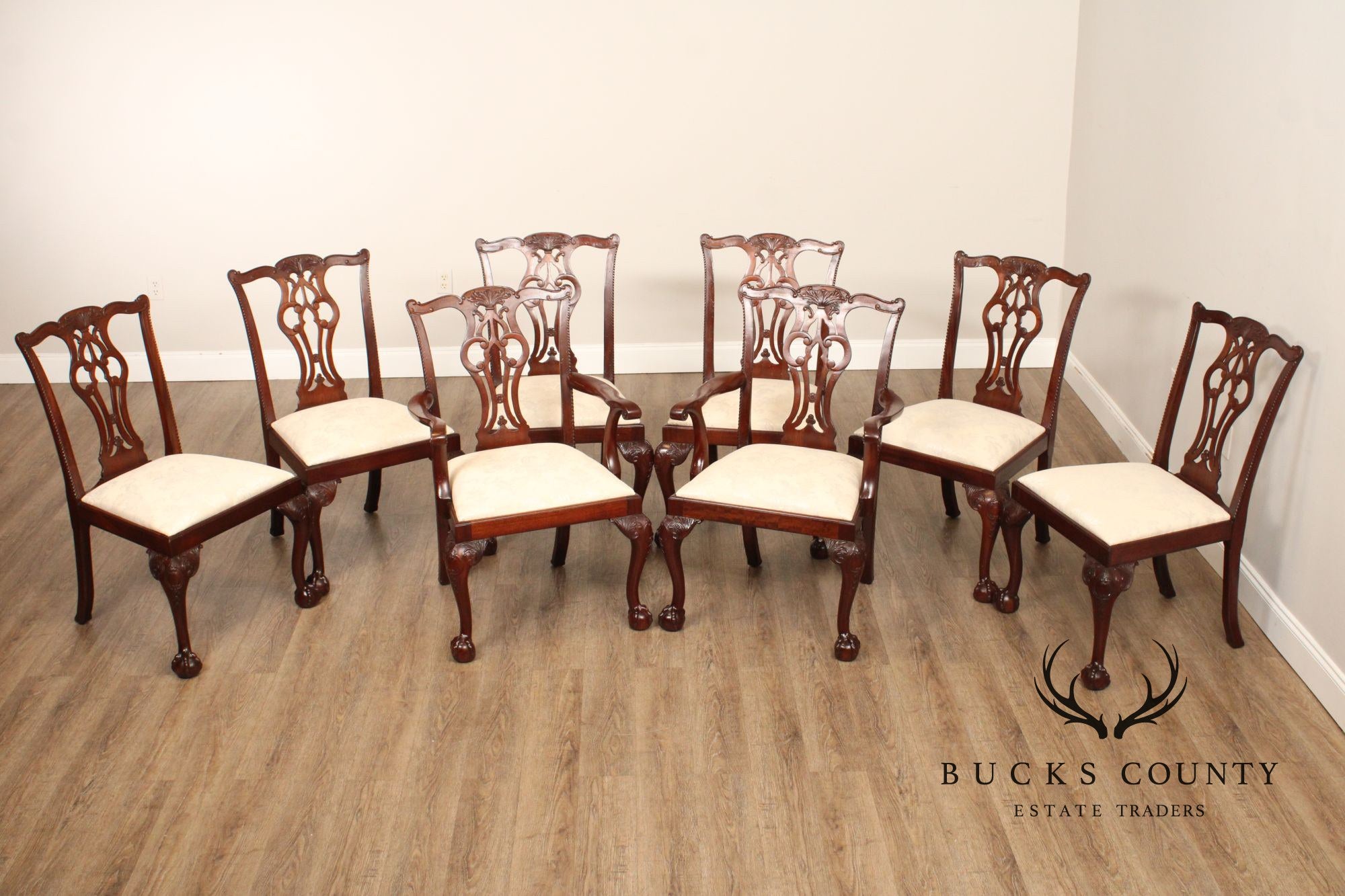 Lexington Chippendale Style Set of Eight Mahogany Dining Chairs