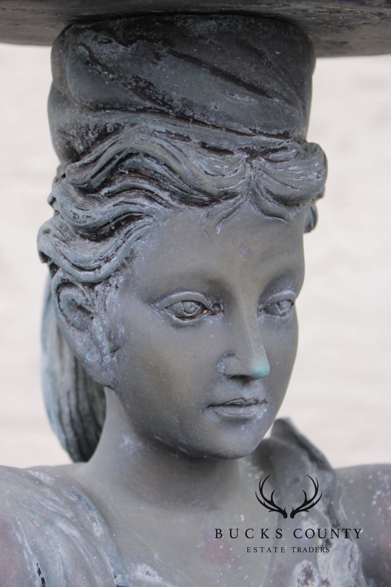 Classical Style Figural Bronze Garden Birdbath
