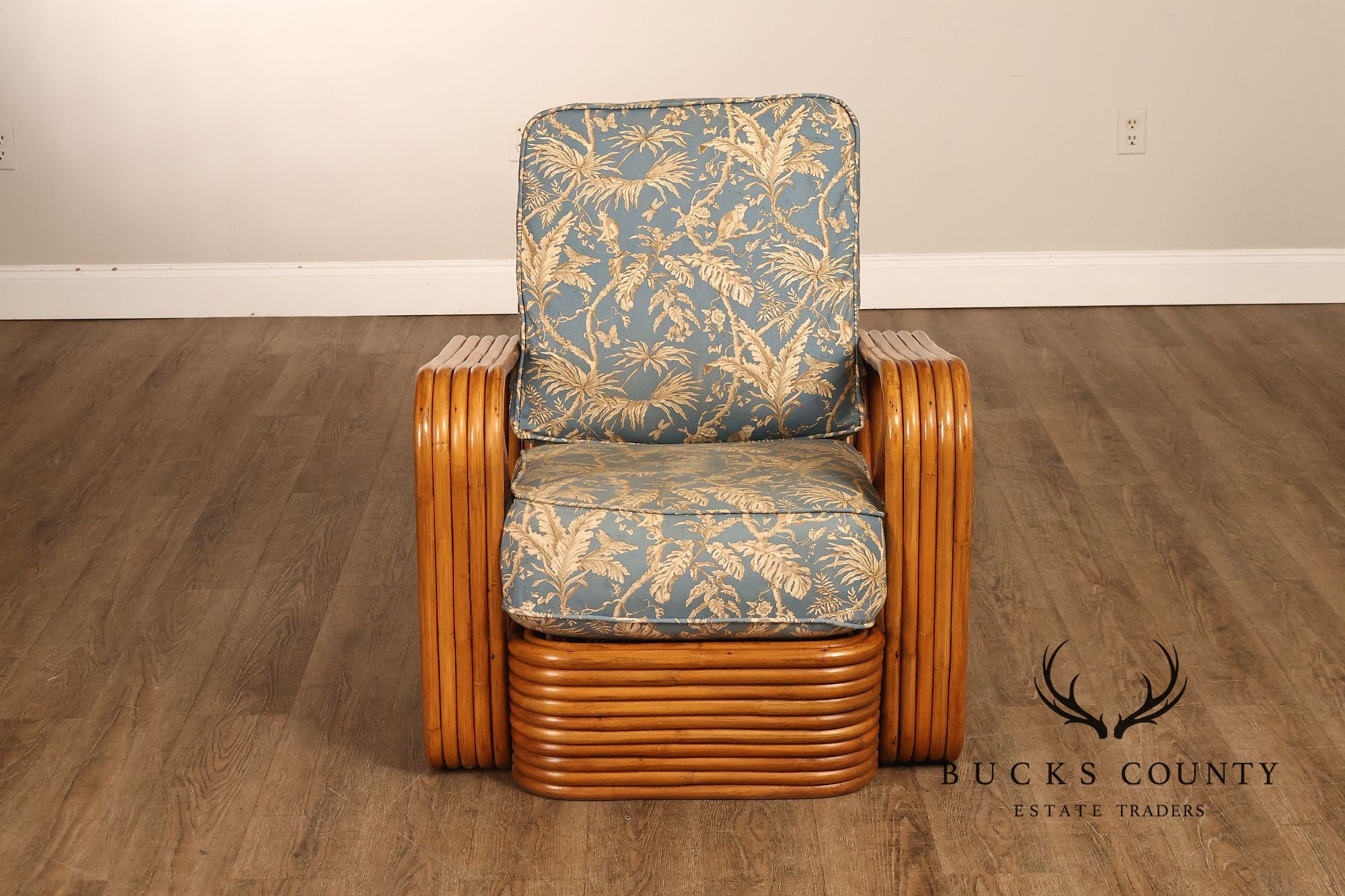 Paul Frankl Pair Of Pretzel Rattan Lounge Chairs