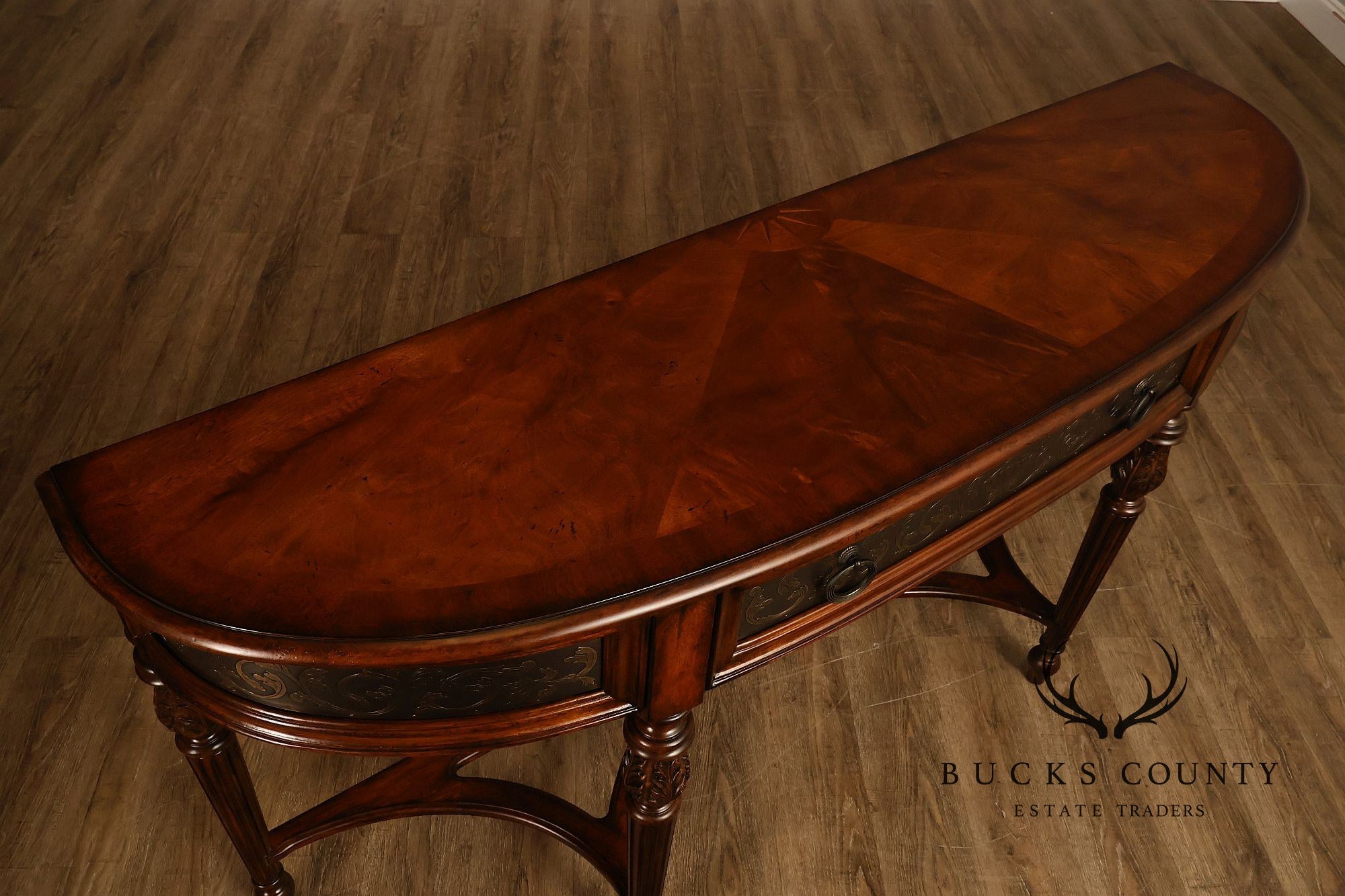 Mahogany Adams Style Carved Demilune Console Table