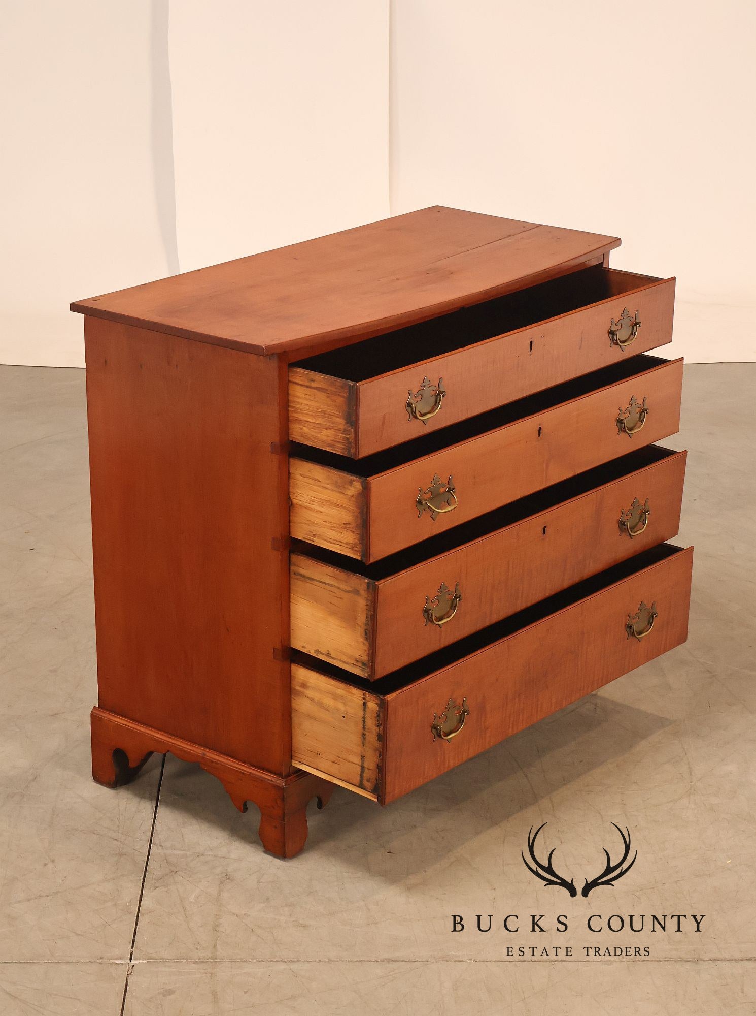 Antique American Chippendale Tiger Maple Chest