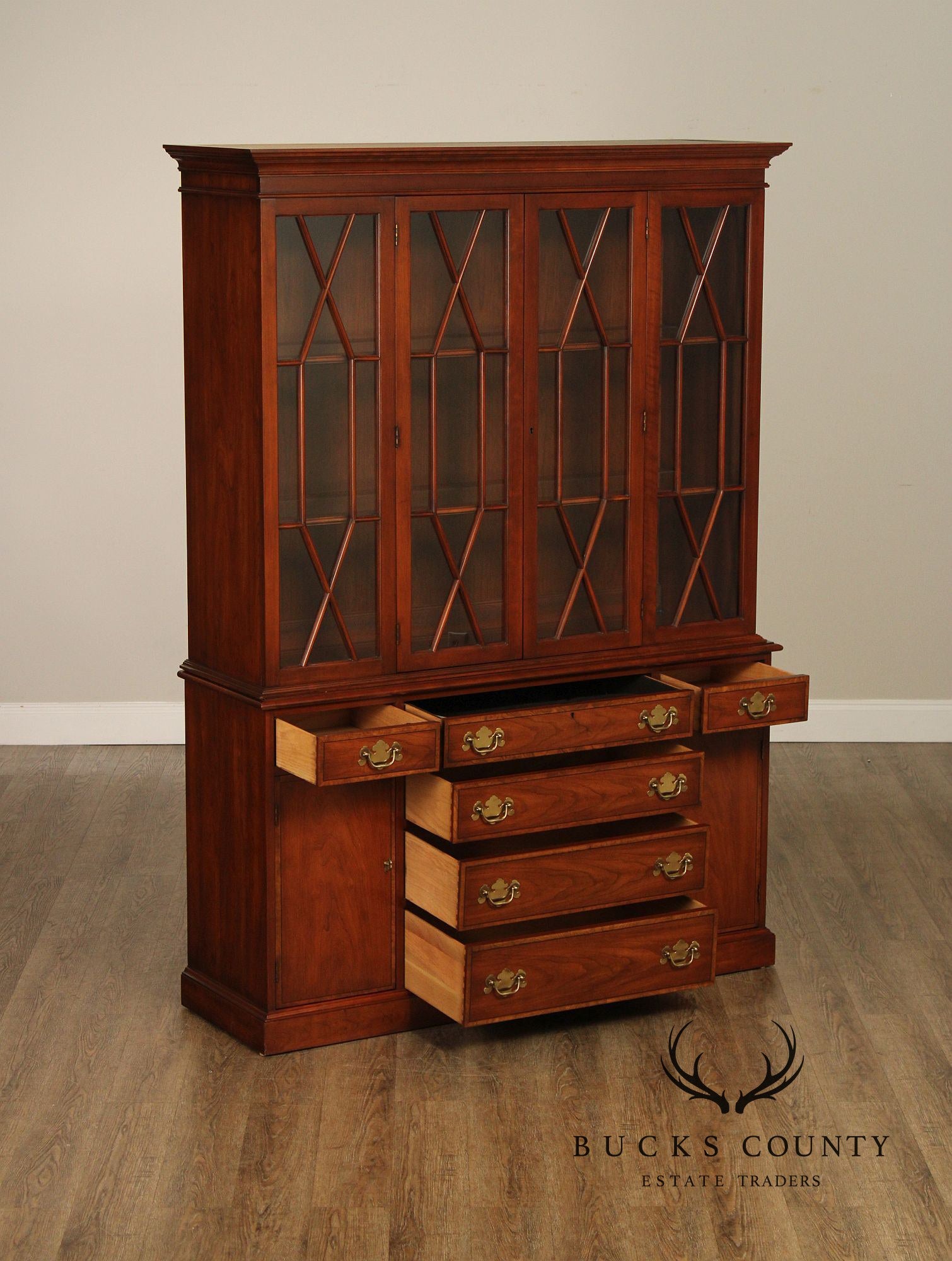 Henkel Harris Cherry Breakfront China Cabinet