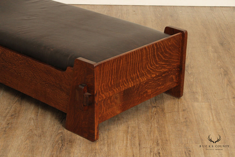 Antique Mission Oak And Leather Day Bed