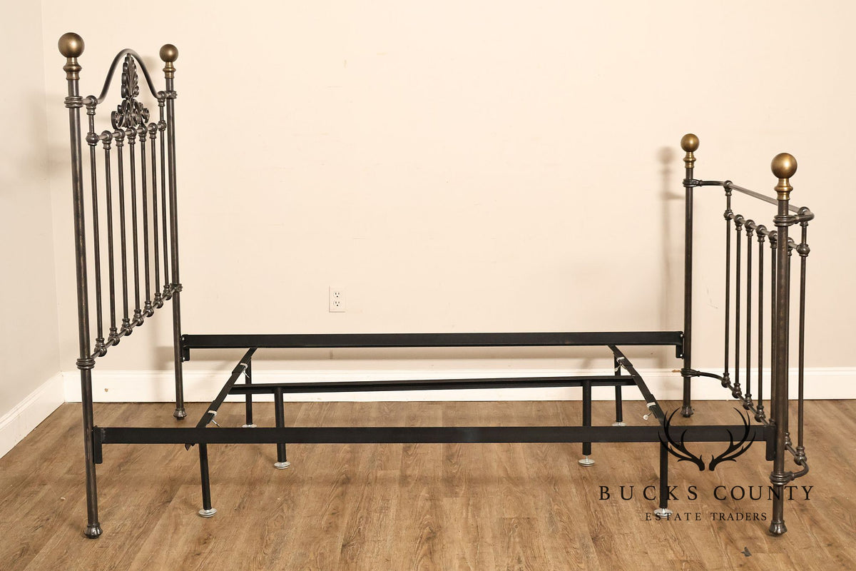 Victorian Style Traditional Wrought Iron And Brass Queen Size Bed Frame