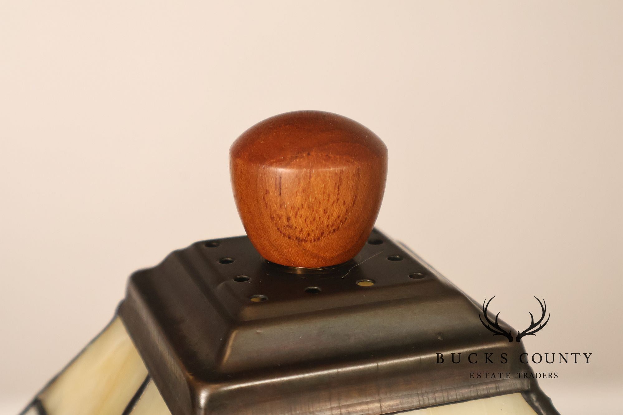 Stickley Mission Collection Oak Table Lamp with Art Glass Shade