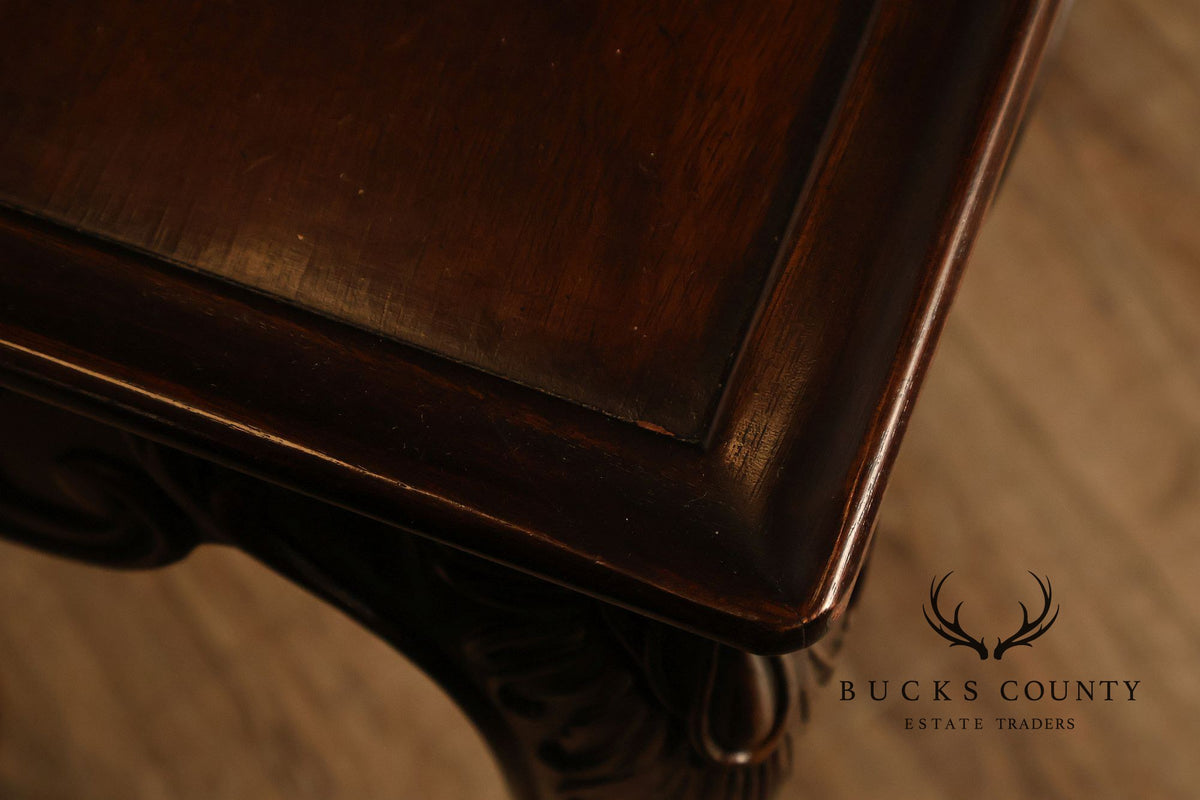Narrow Irish Georgian Style Carved Mahogany Console Table