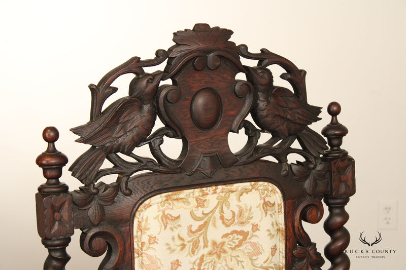 Renaissance Revival Antique Carved Oak Throne Armchair