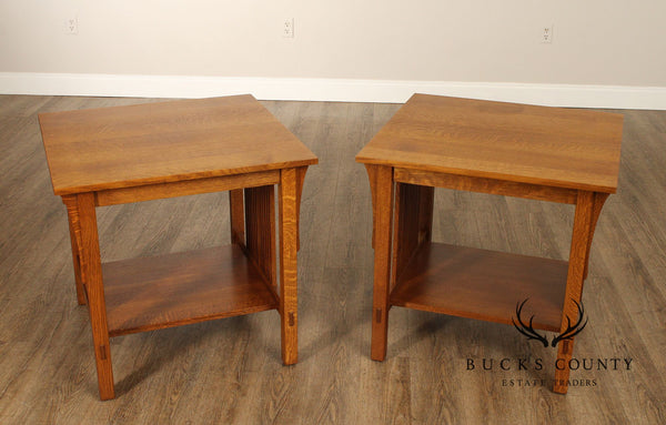 Stickley Mission Collection Pair Of Oak Spindle Side Tables