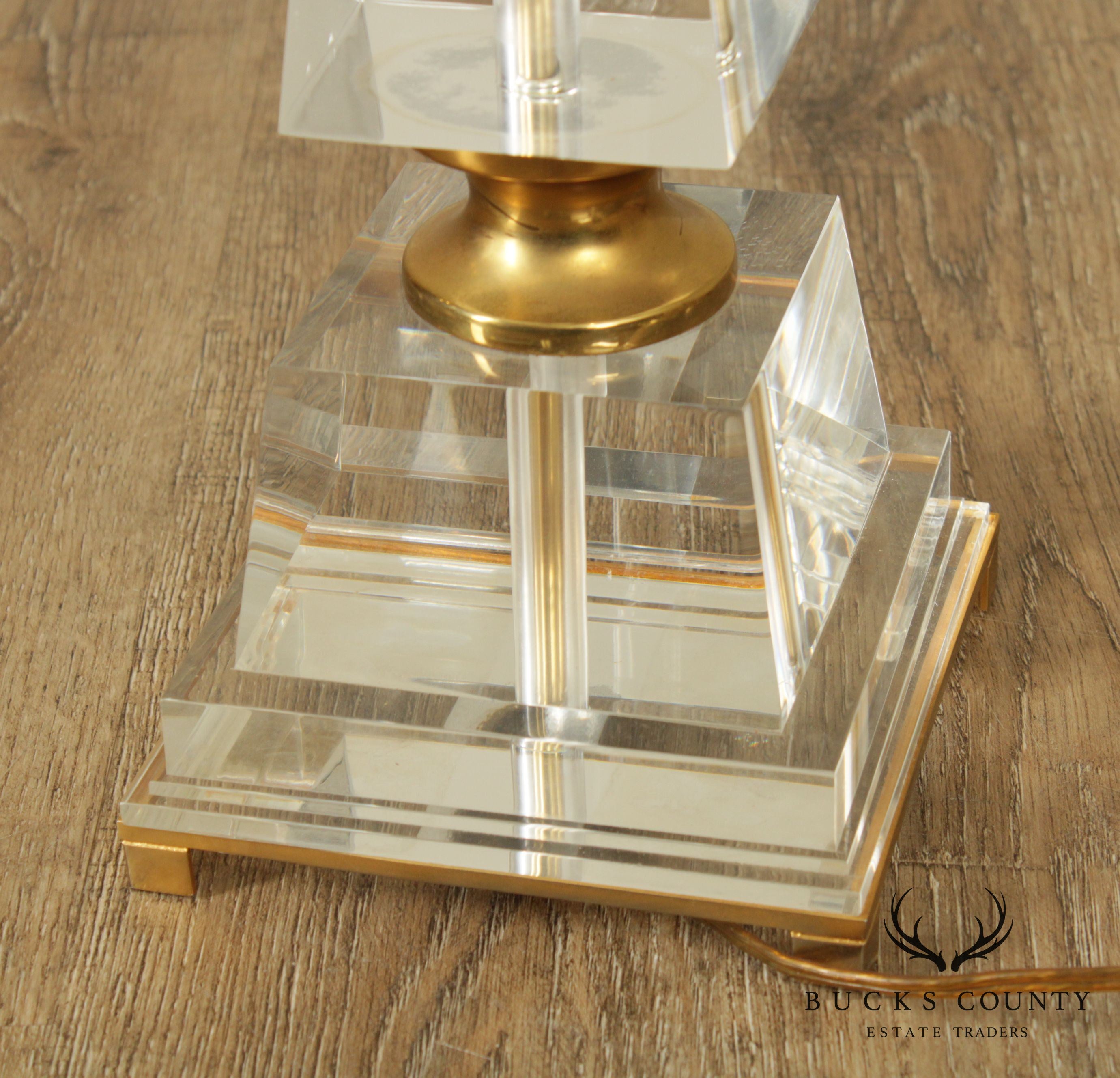 Quality Luerte and Brass Obelisk Table Lamp