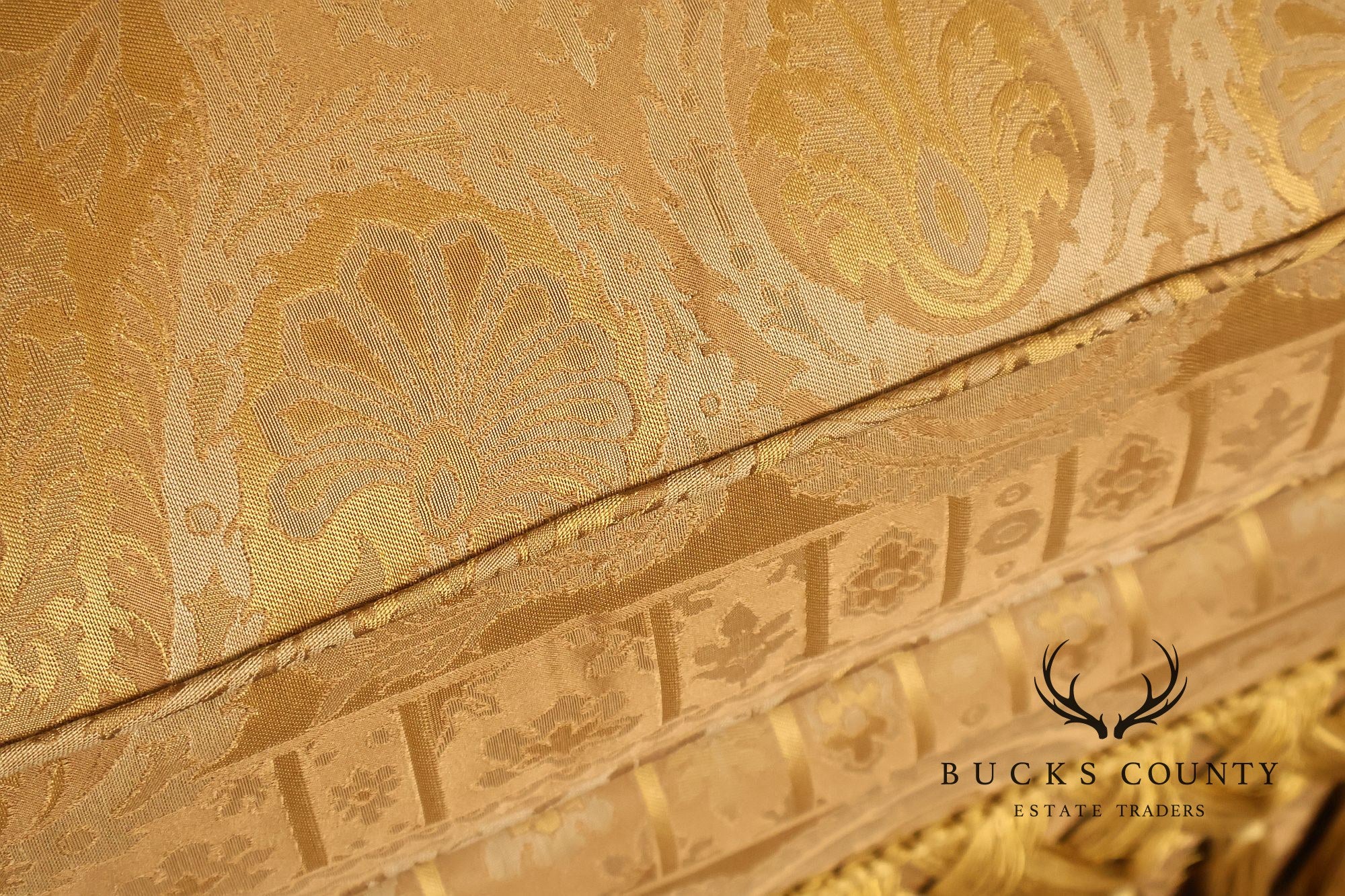 TRS Furniture Traditional Gold D amask Upholstered Lounge Chair And Ottoman