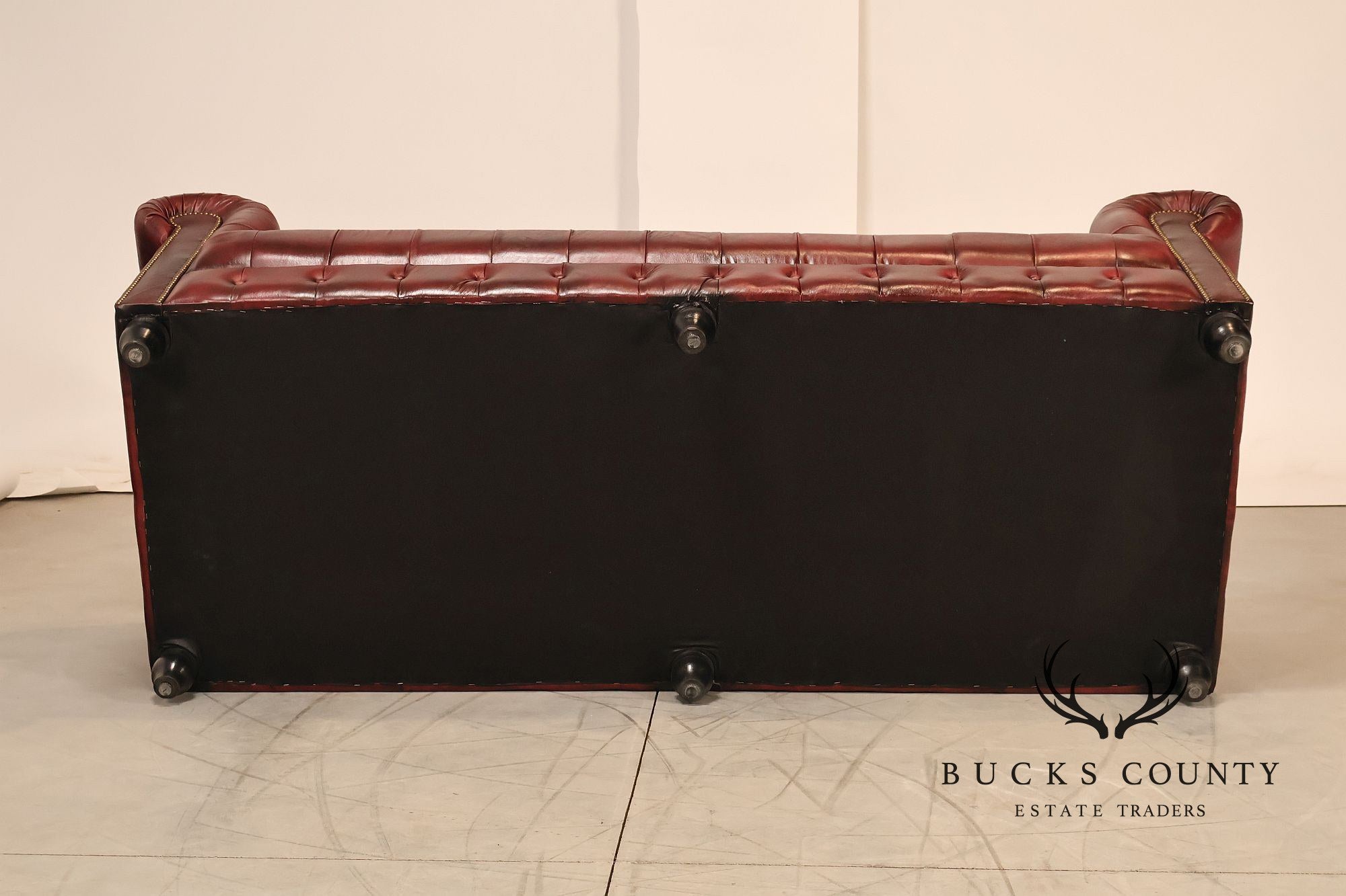 Chesterfield Style 7 Foot Oxford Red Tufted Leather Sofa