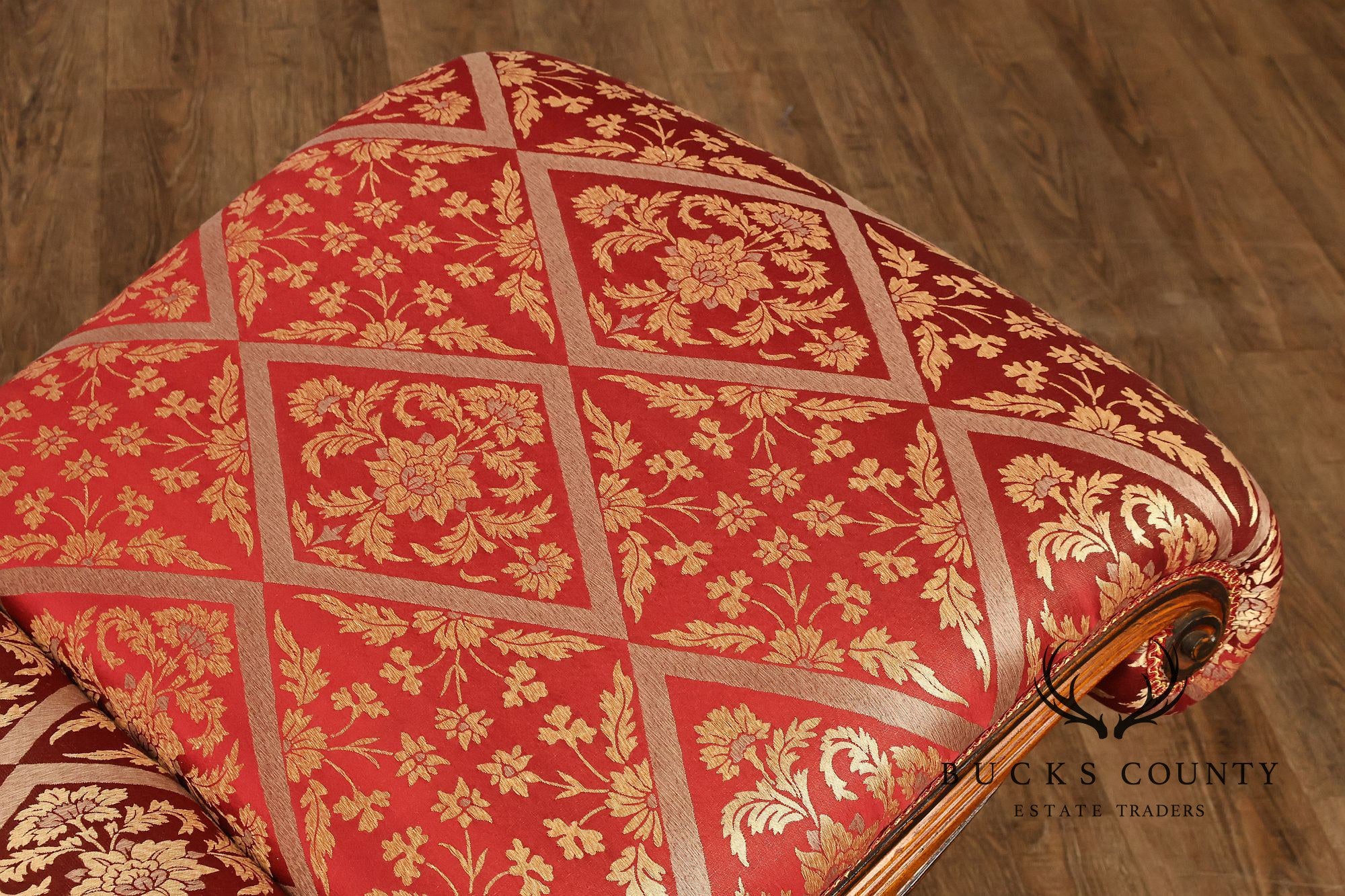 Neoclassical Style Carved Upholstered Recamier Bench