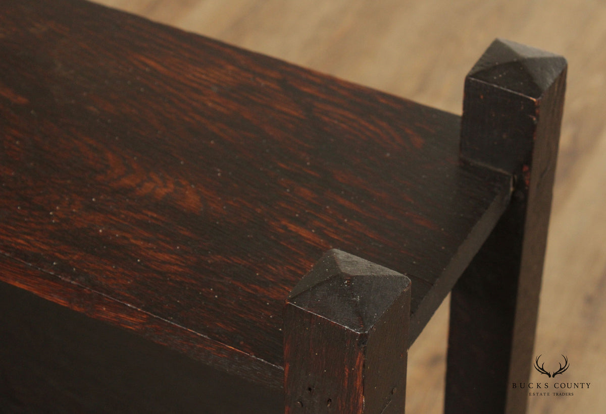 Arts & Crafts Oak Three Tier Open Magazine Stand