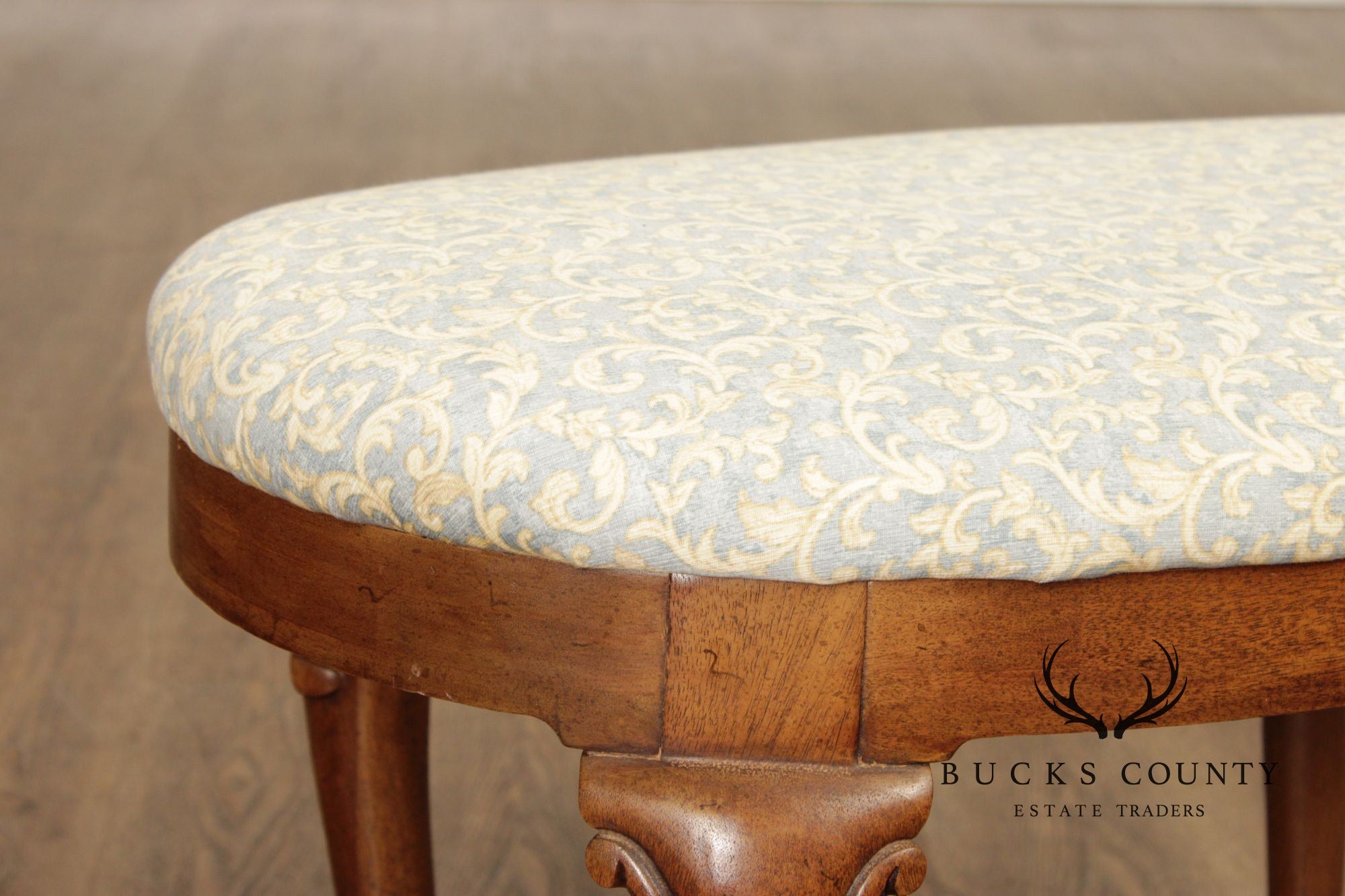 Queen Anne Style Carved Mahogany Vanity Stool