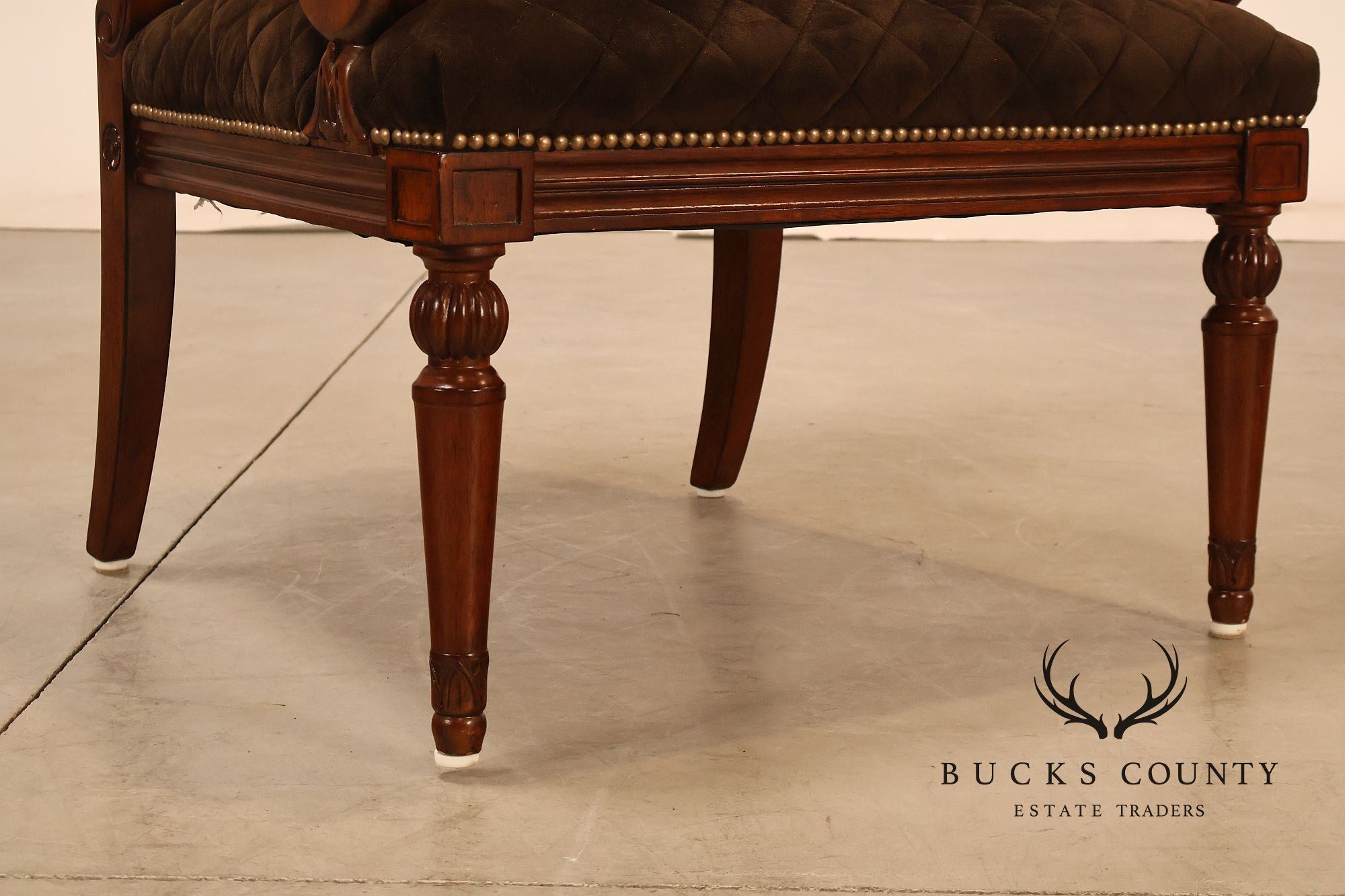 Hooker Furniture Traditional Mahogany Scroll Arm Upholstered Armchair