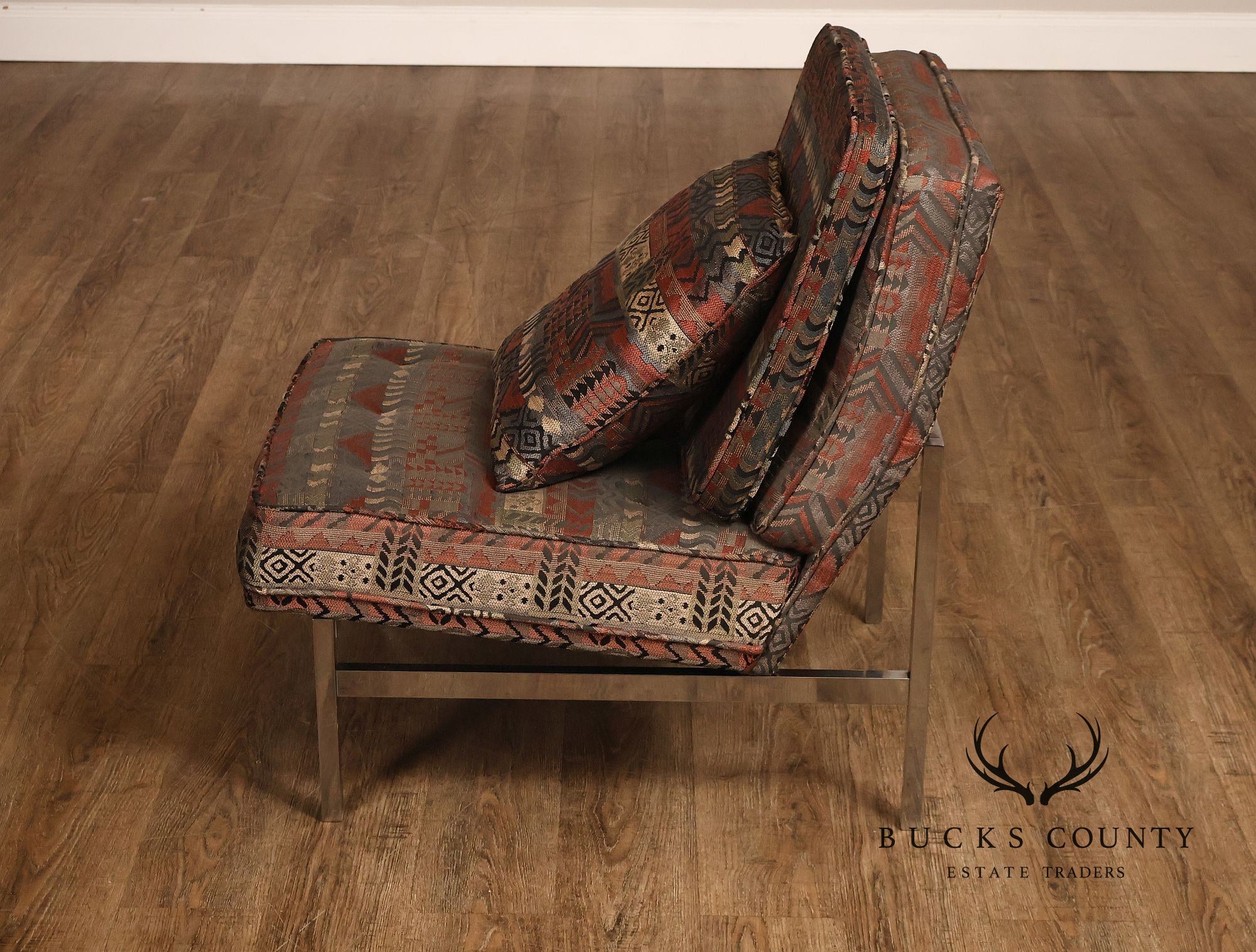 Florence Knoll Mid Century Modern Pair of Chrome Lounge Chairs