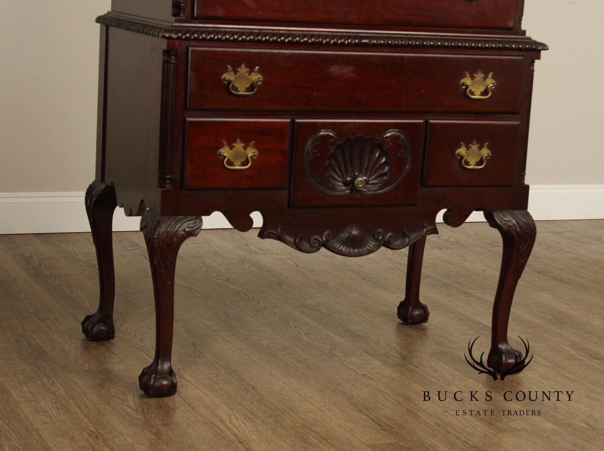 Chippendale Style Antique Bench Made Mahogany Highboy Chest