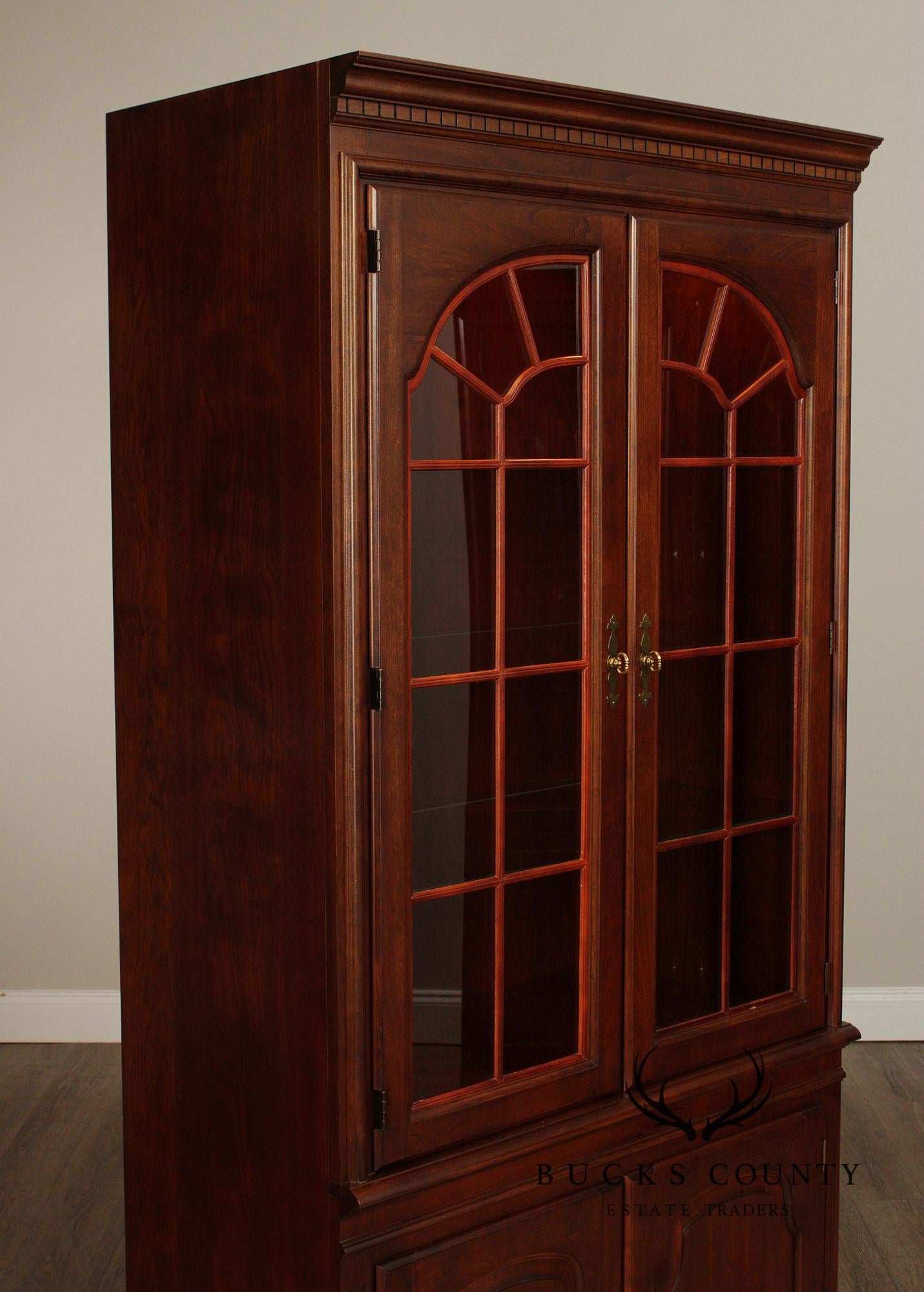 Traditional Pair Of Cherry Bookcase Display Cabinets