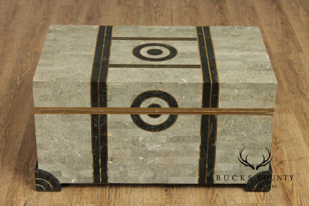 Casa Bique Hollywood Regency Tessellated Stone Chest