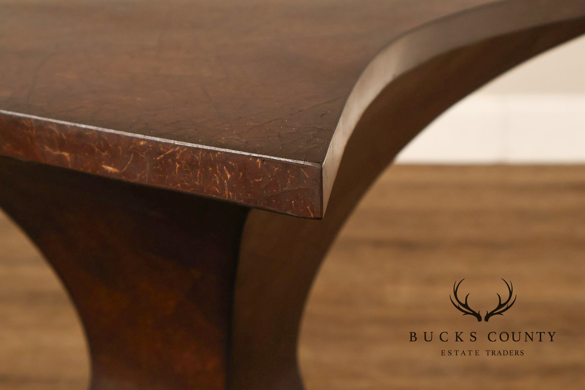 Sculptural Pair Of Coconut Shell Veneer Side Tables