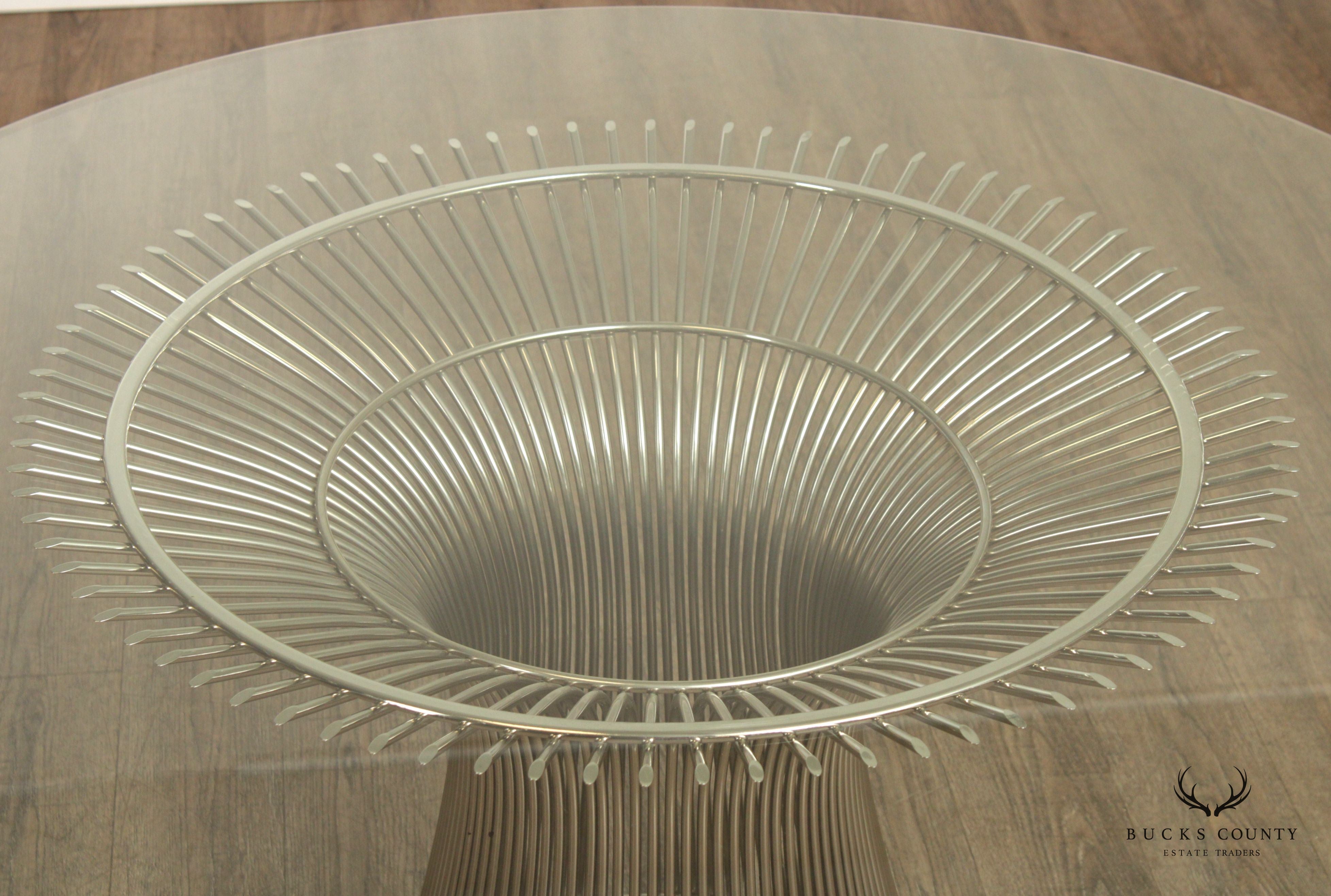 Warren Platner Style Mid Century Modern Round Glass Top Dining Table